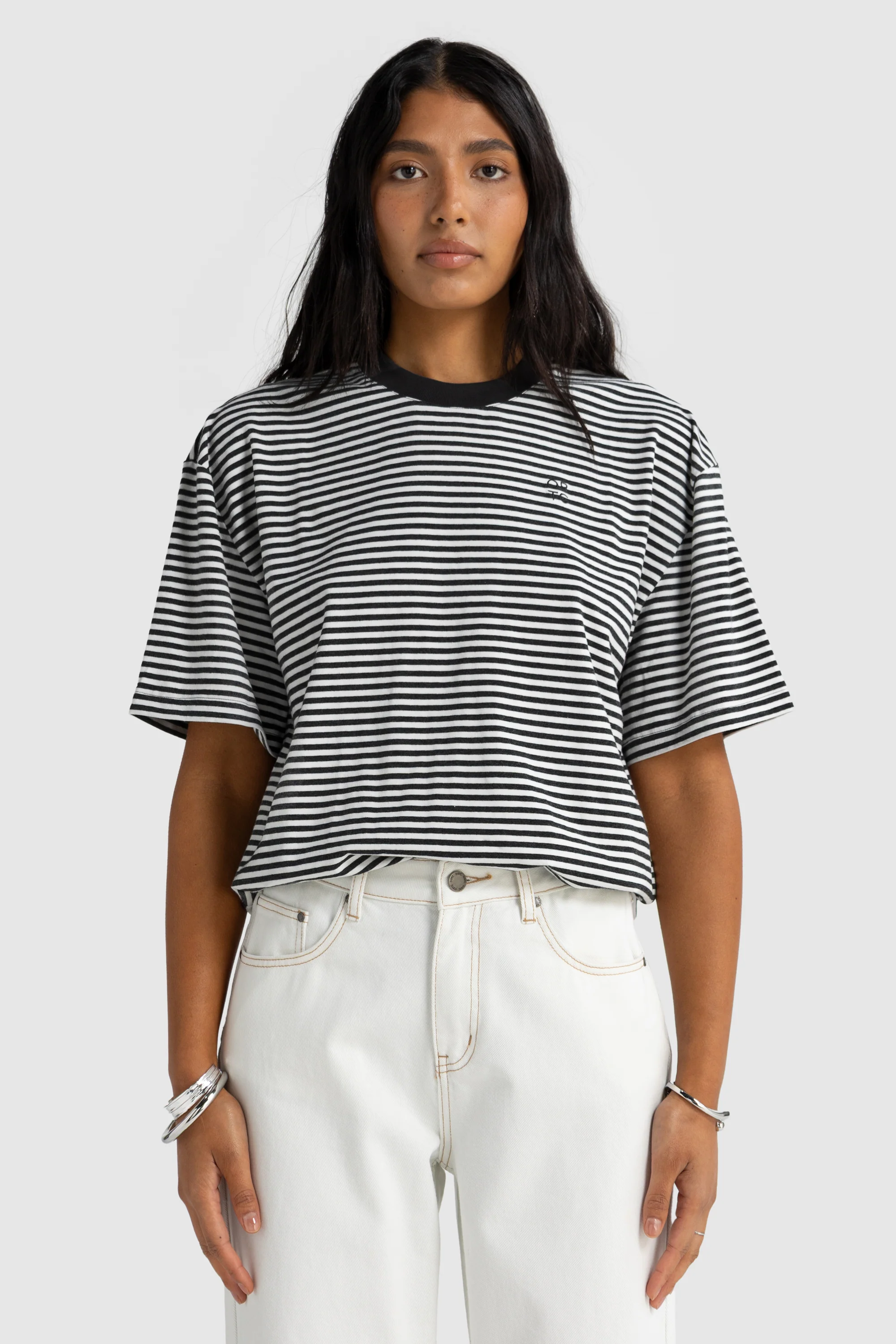 Darla Oversized T Shirt Black Stripe