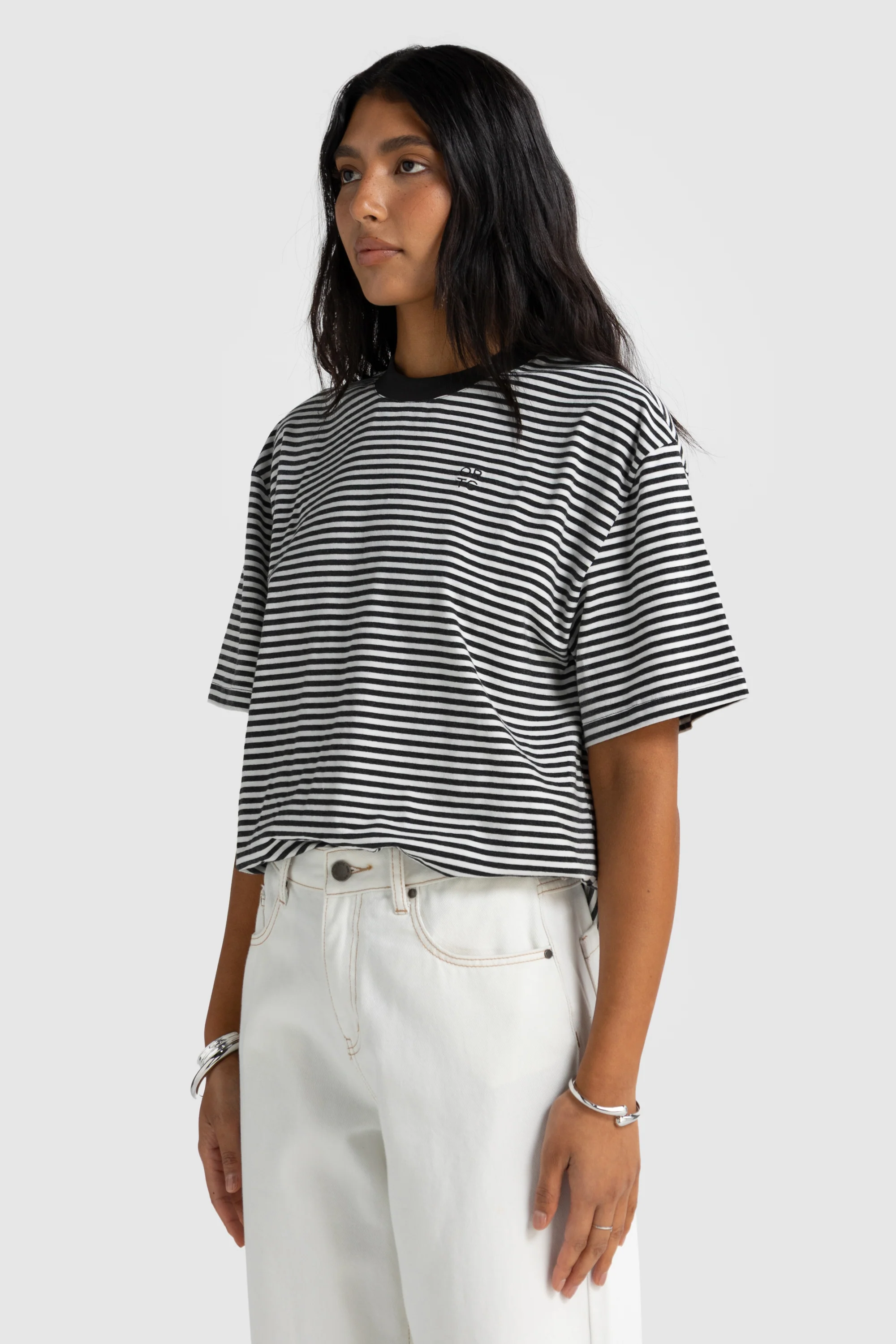 Darla Oversized T Shirt Black Stripe - Image 2