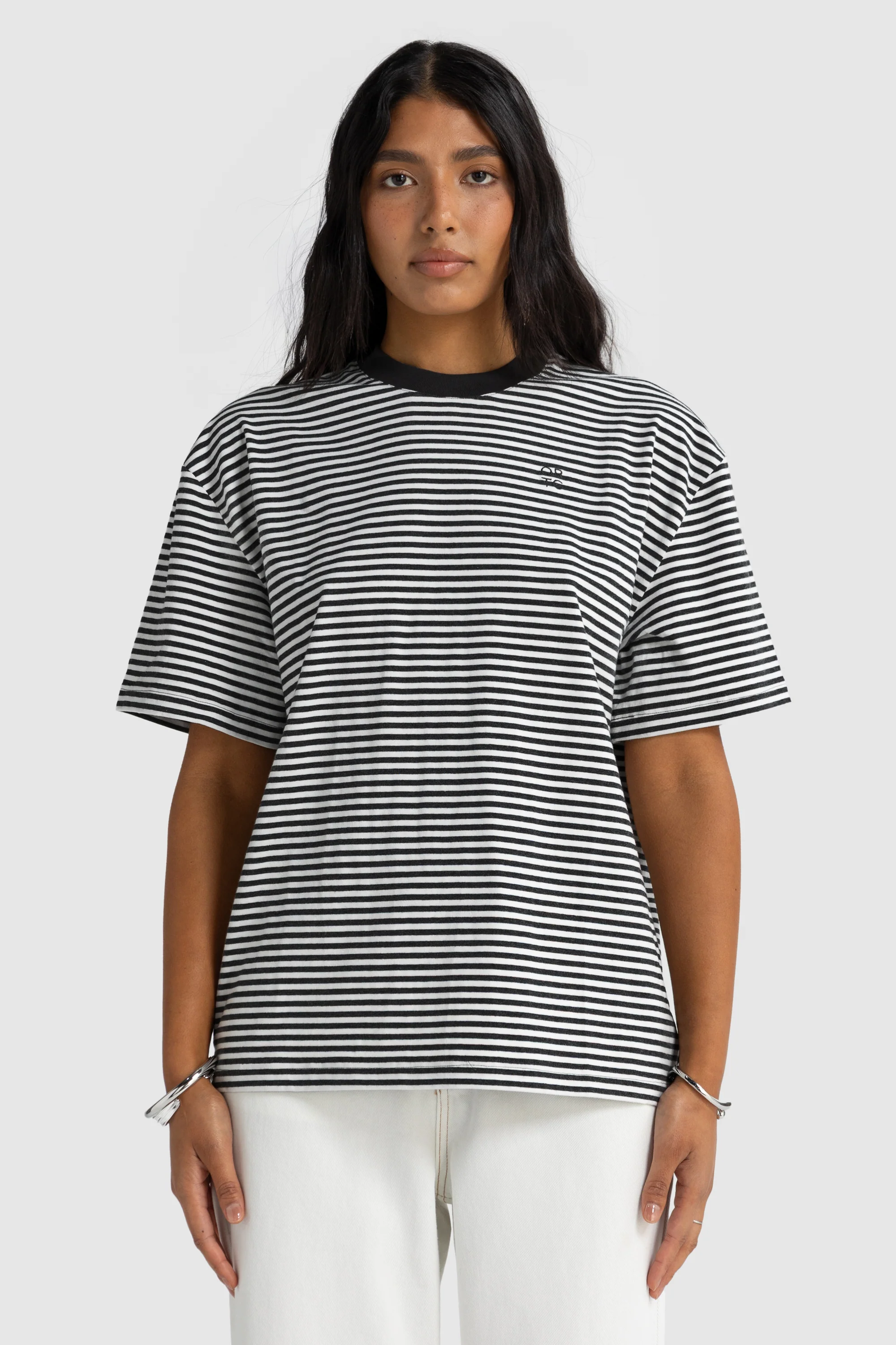 Darla Oversized T Shirt Black Stripe - Image 3