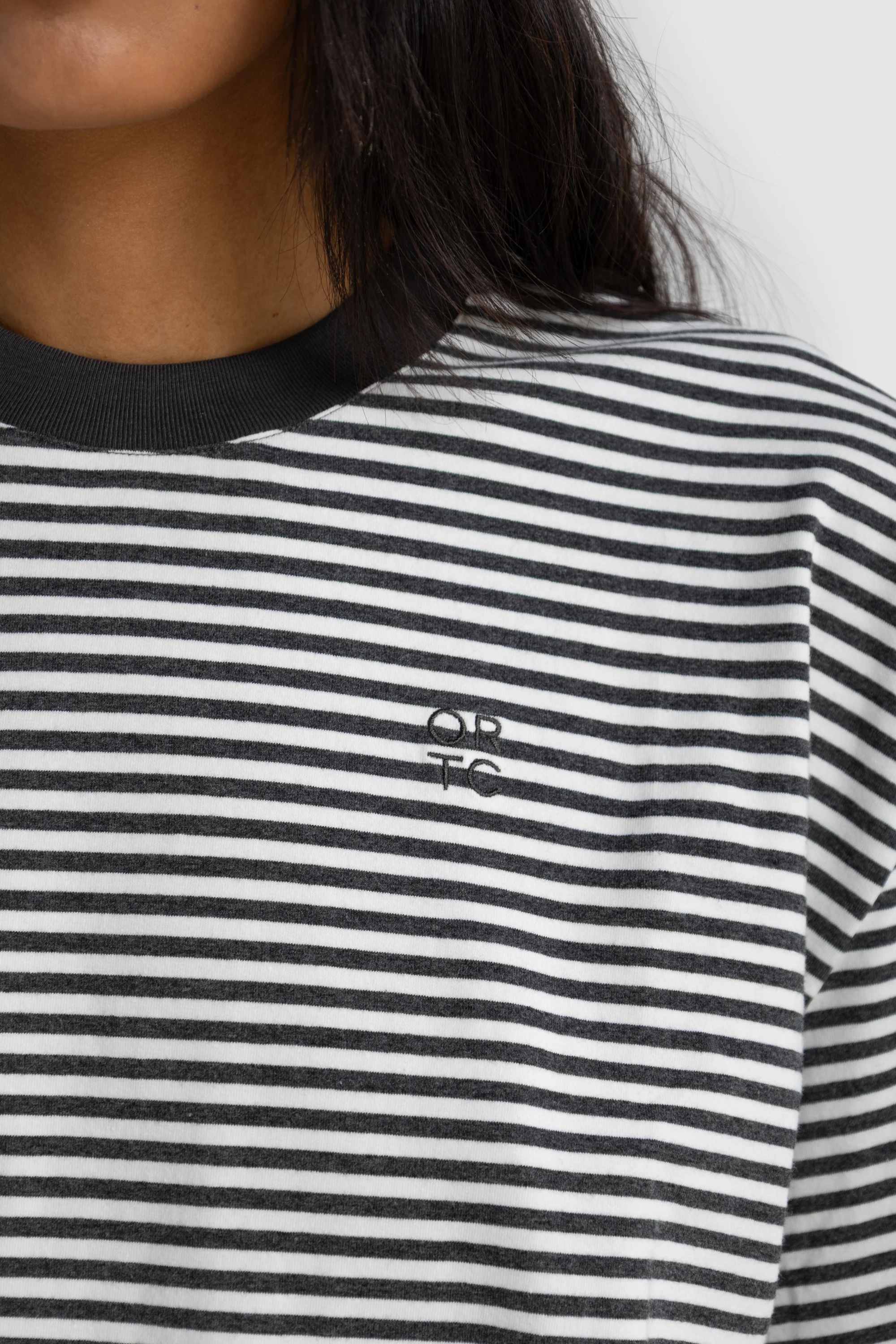 Darla Oversized T Shirt Charcoal Stripe - Image 4