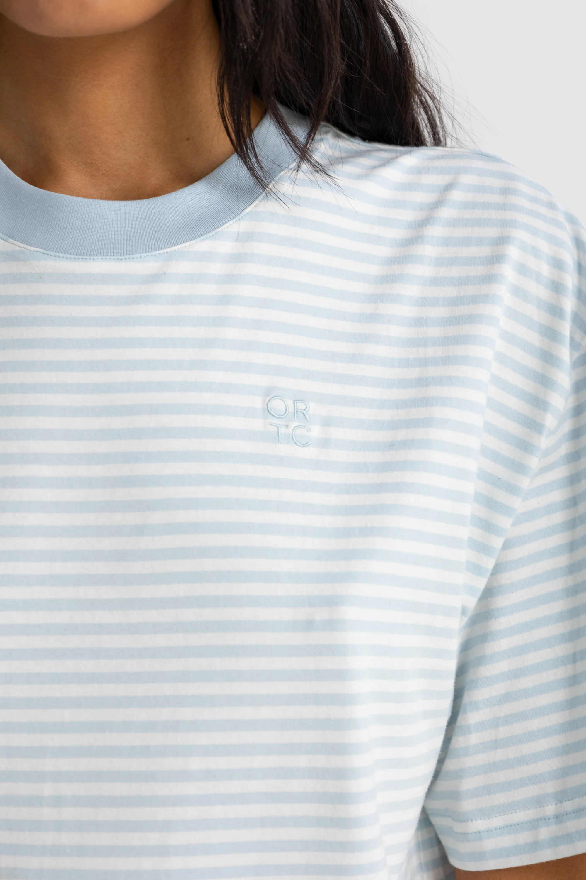 Darla Oversized T Shirt Powder Blue Stripe - Image 4