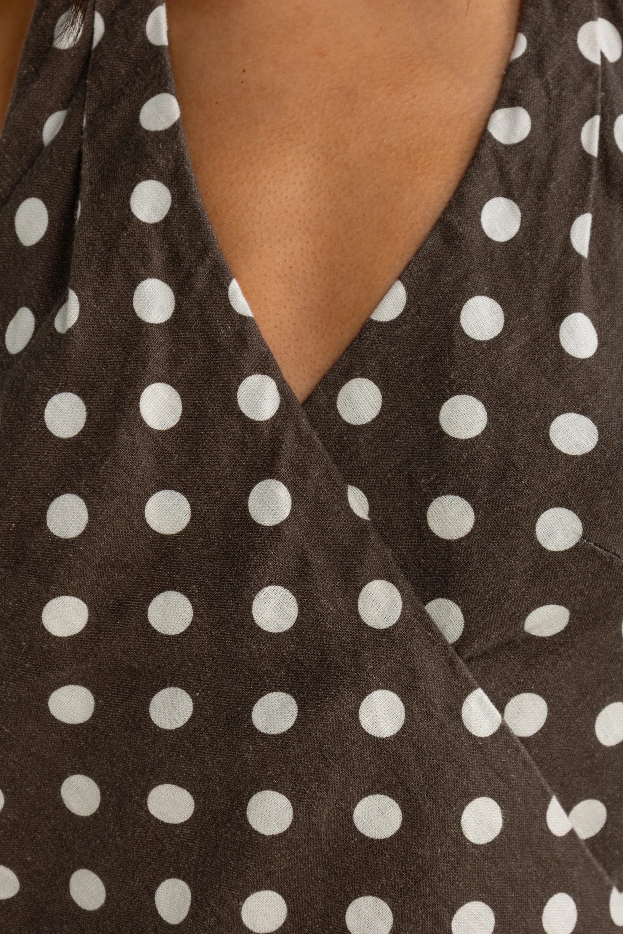 Elise Linen Wrap Full Length Dress Carob - Image 4