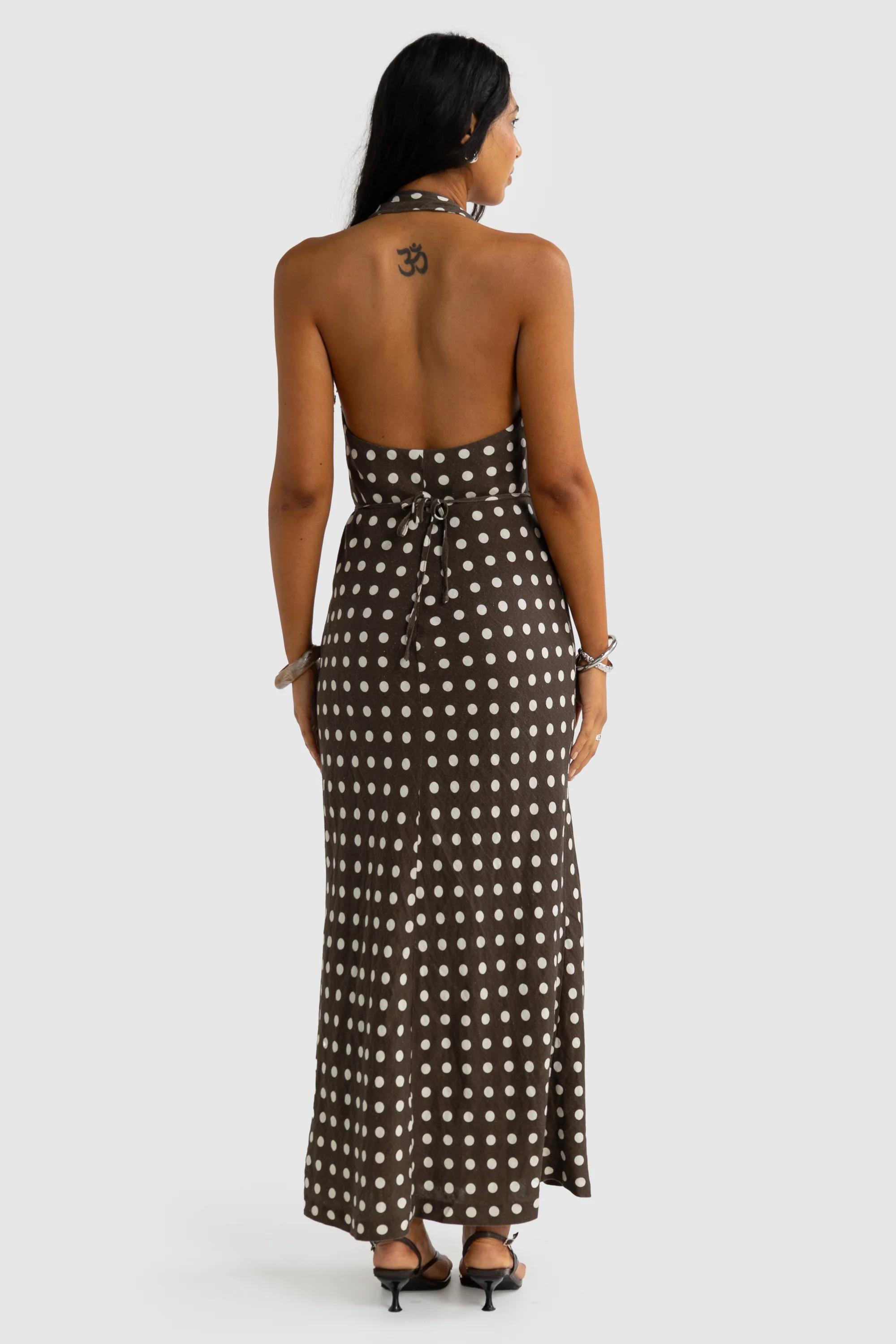 Elise Linen Wrap Full Length Dress Carob - Image 7