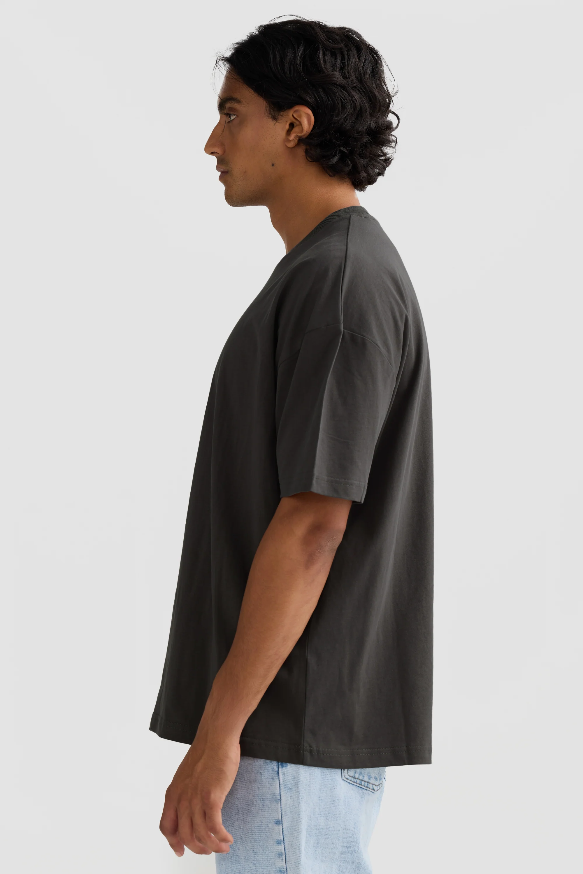 Embroidered Logo T Shirt Charcoal - Image 3