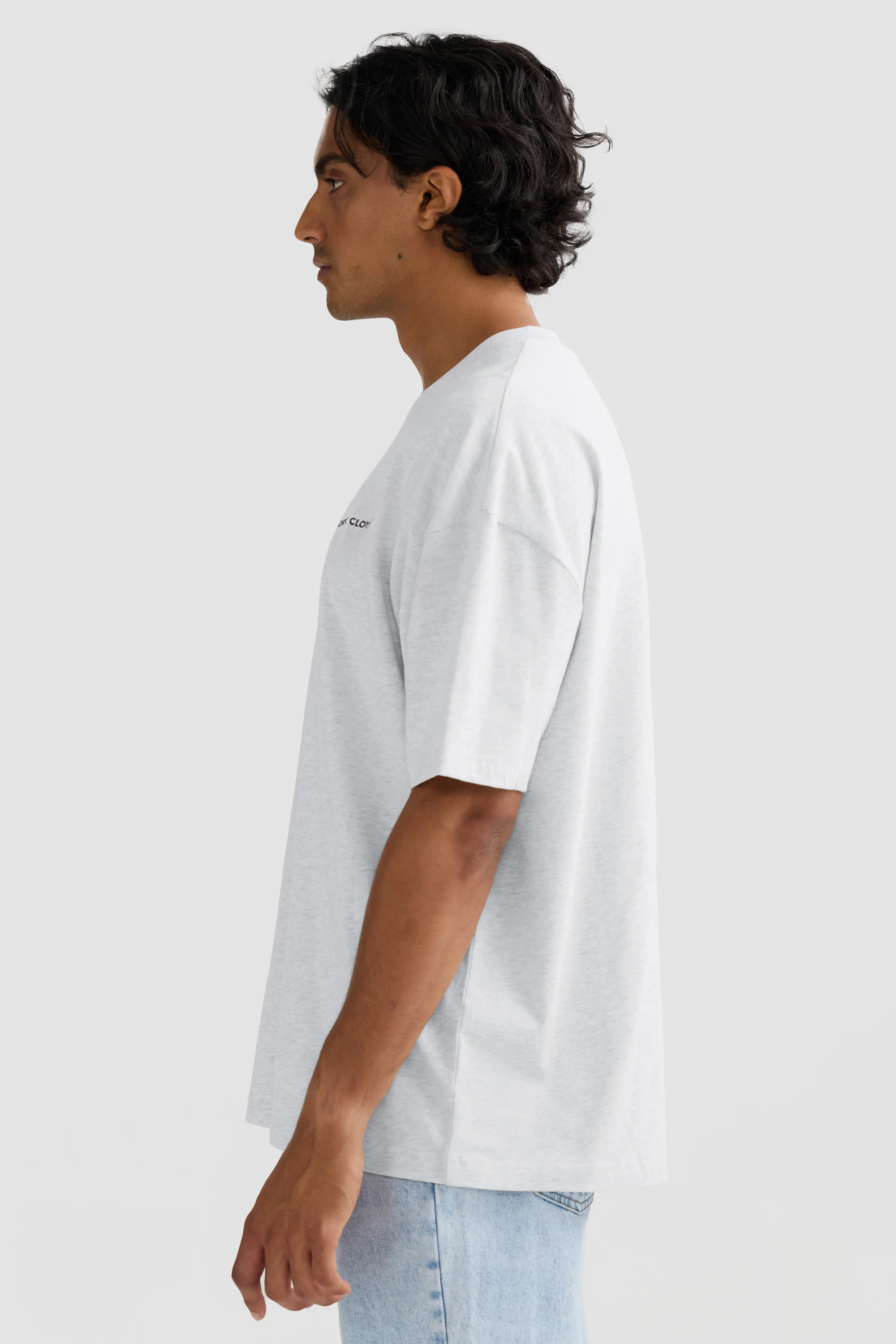 Embroidered Logo T Shirt White Marle - Image 3