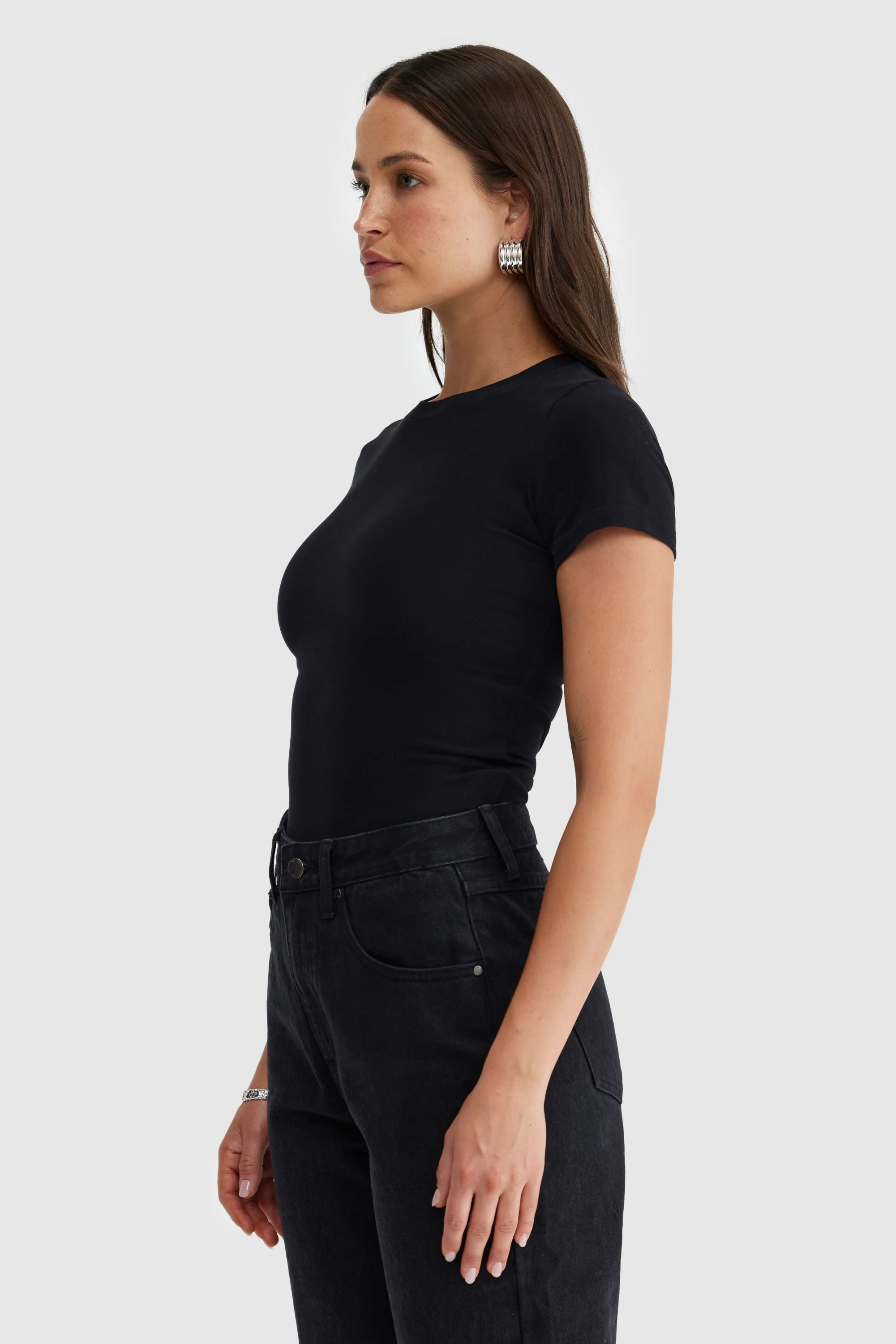Evie Fitted T Shirt Black - Image 2