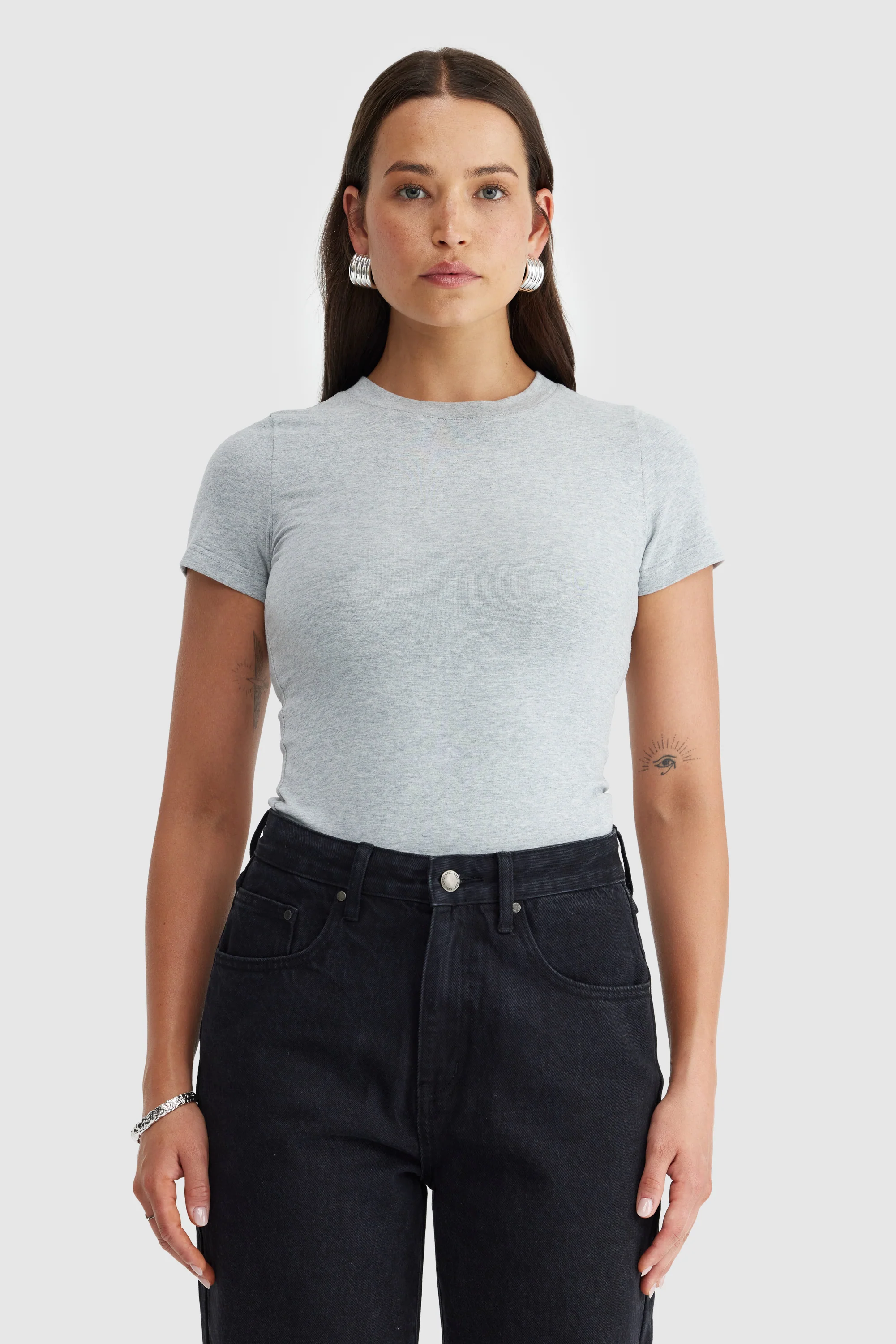 Evie Fitted T Shirt Grey Marle