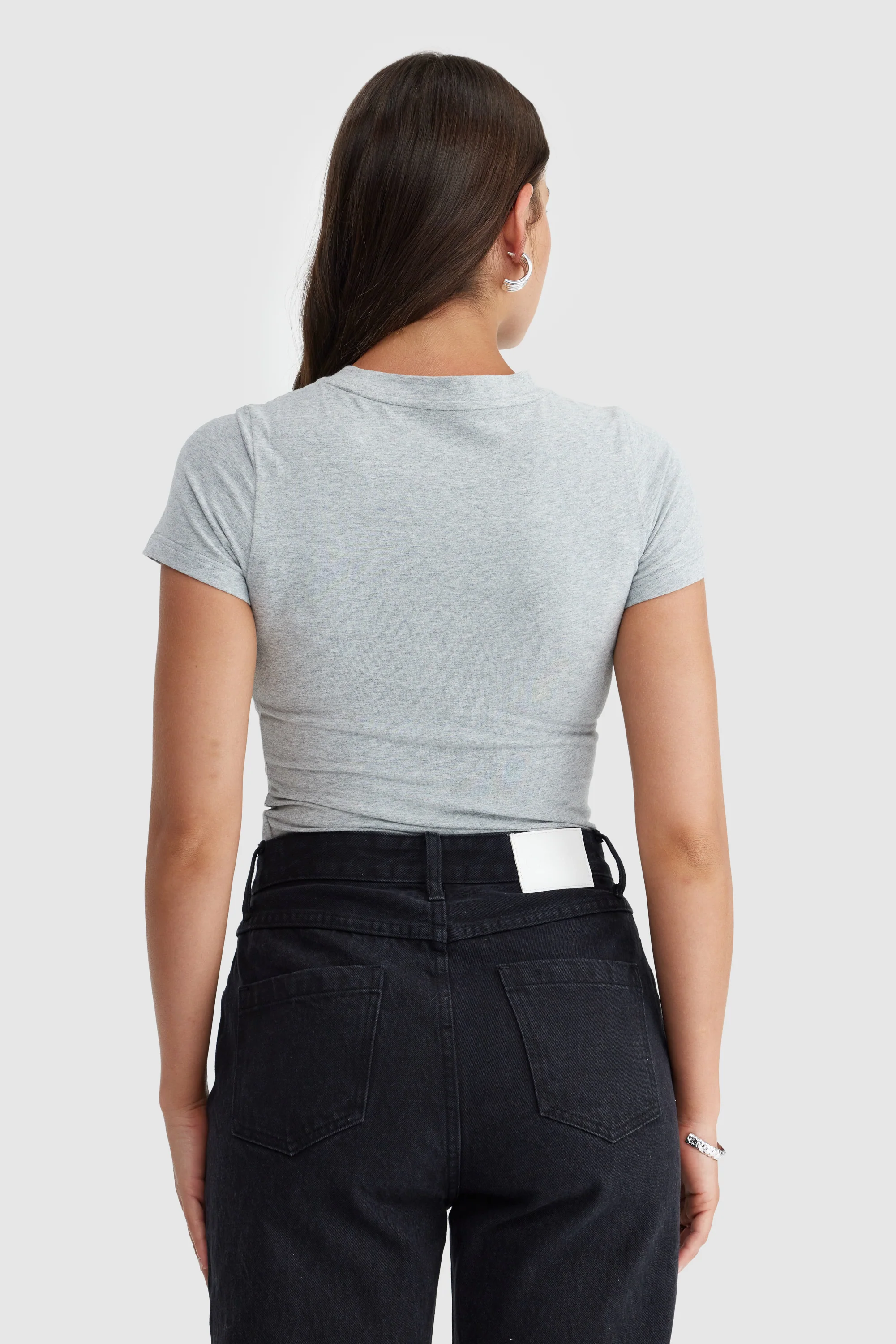 Evie Fitted T Shirt Grey Marle - Image 5