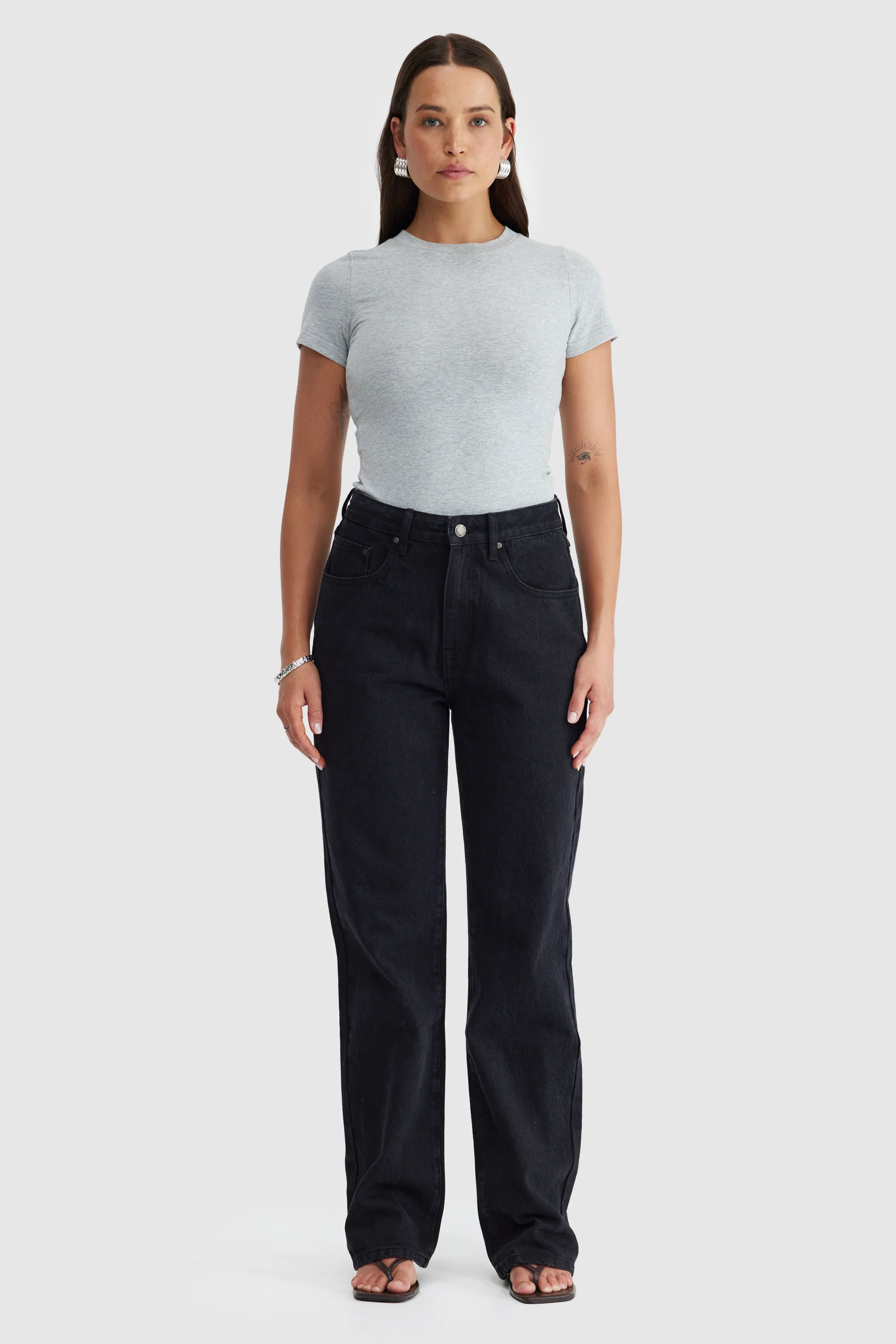 Evie Fitted T Shirt Grey Marle - Image 6
