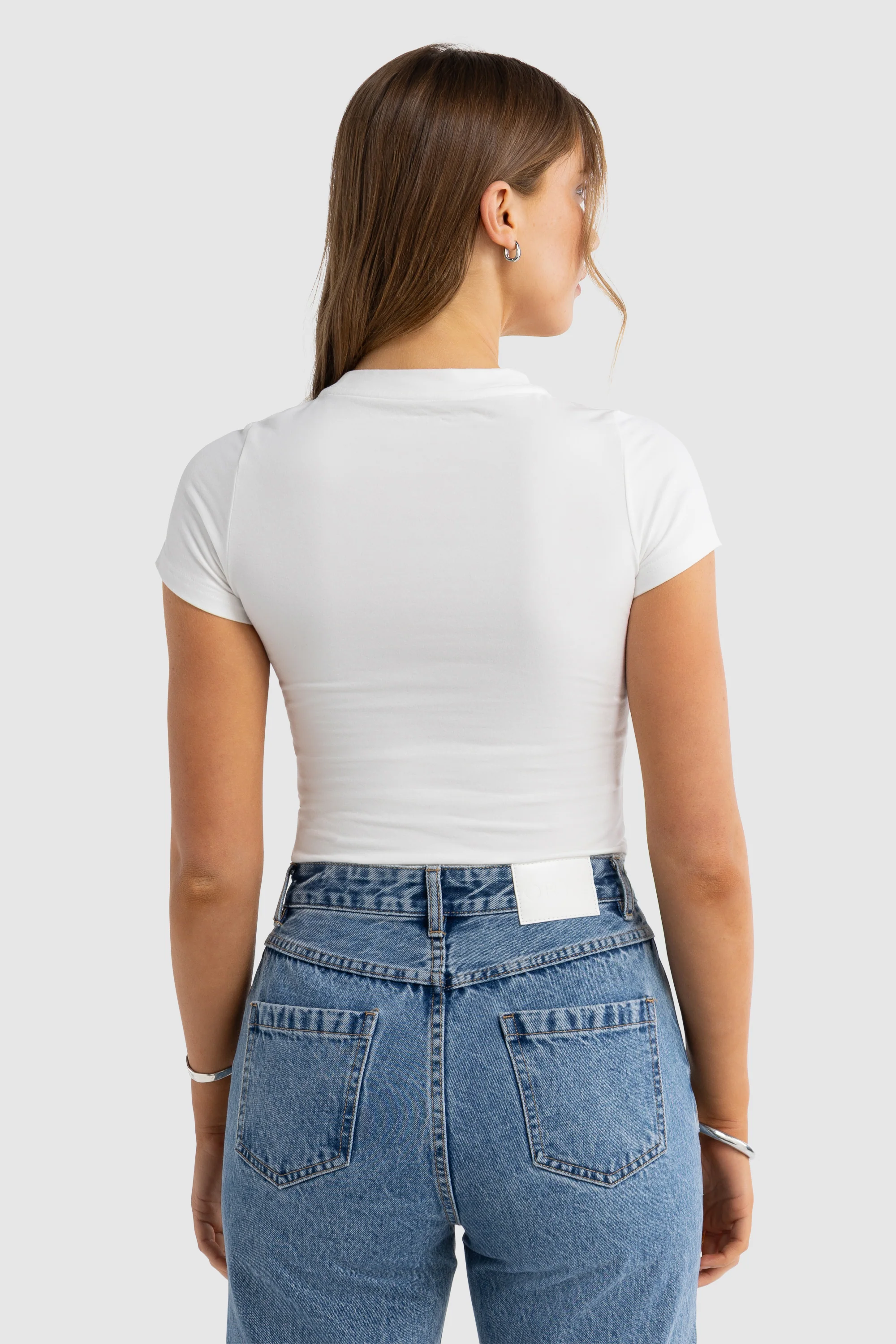 Evie Fitted T Shirt White - Image 4