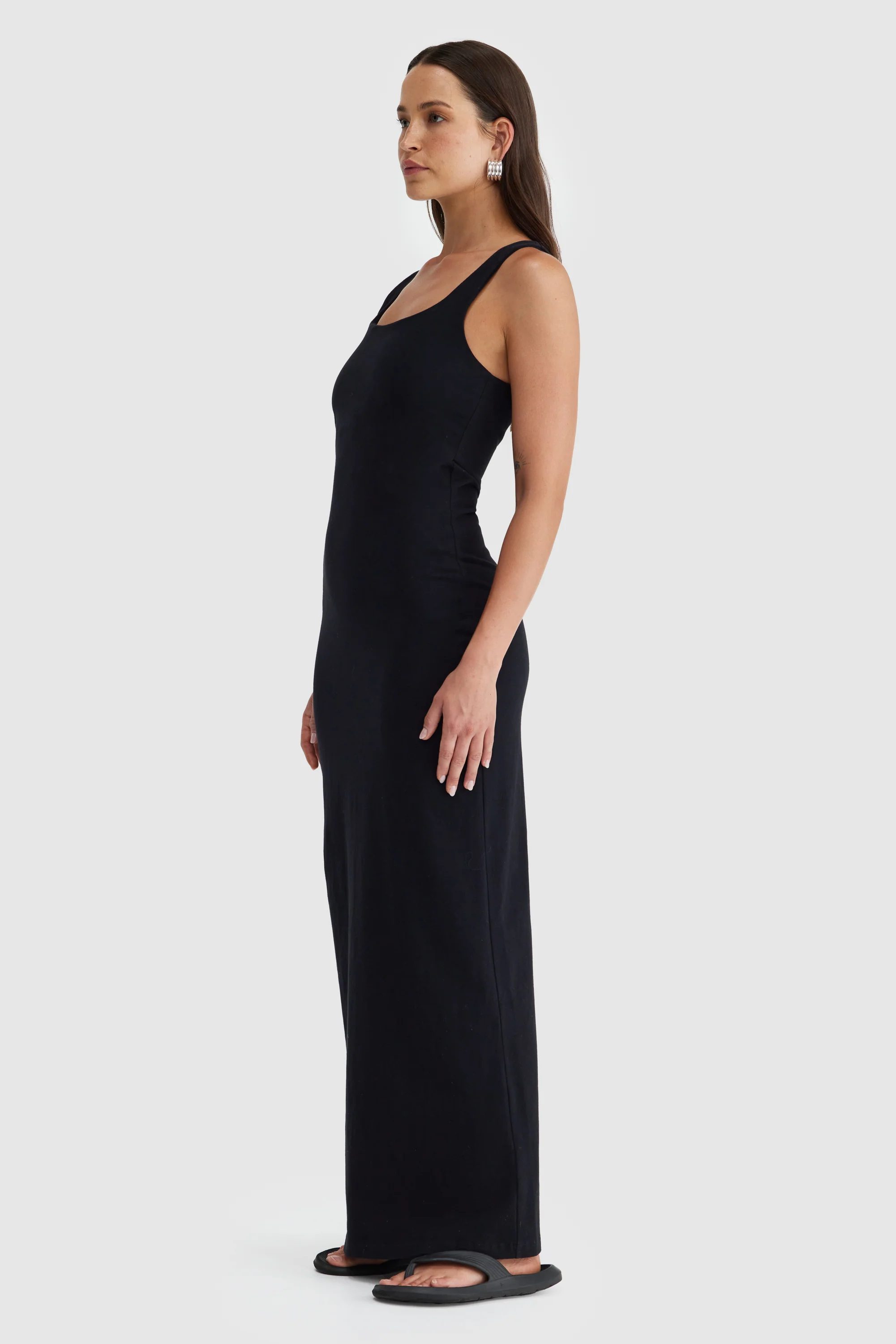 Evie Jersey Full Length Dress Black - Image 4