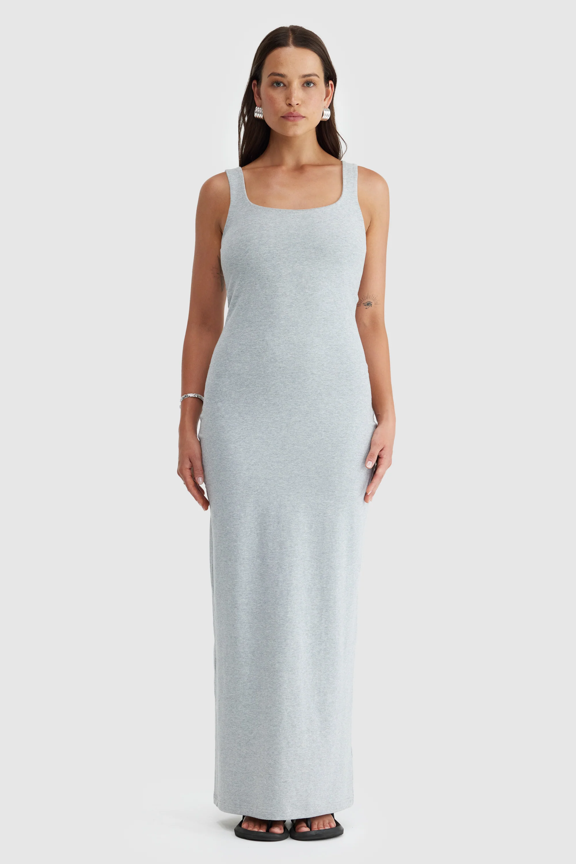 Evie Jersey Full Length Dress Grey Marle