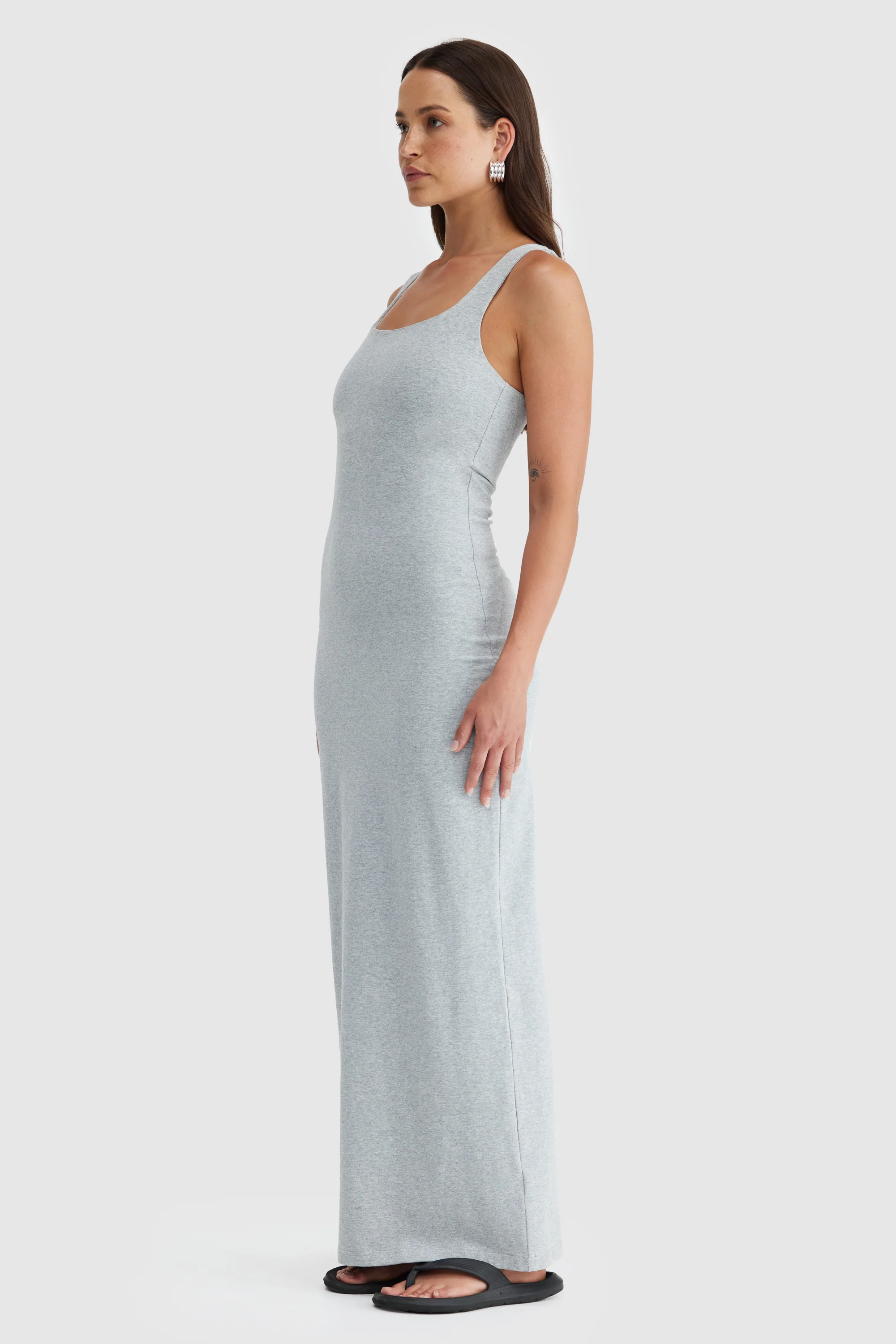 Evie Jersey Full Length Dress Grey Marle - Image 4