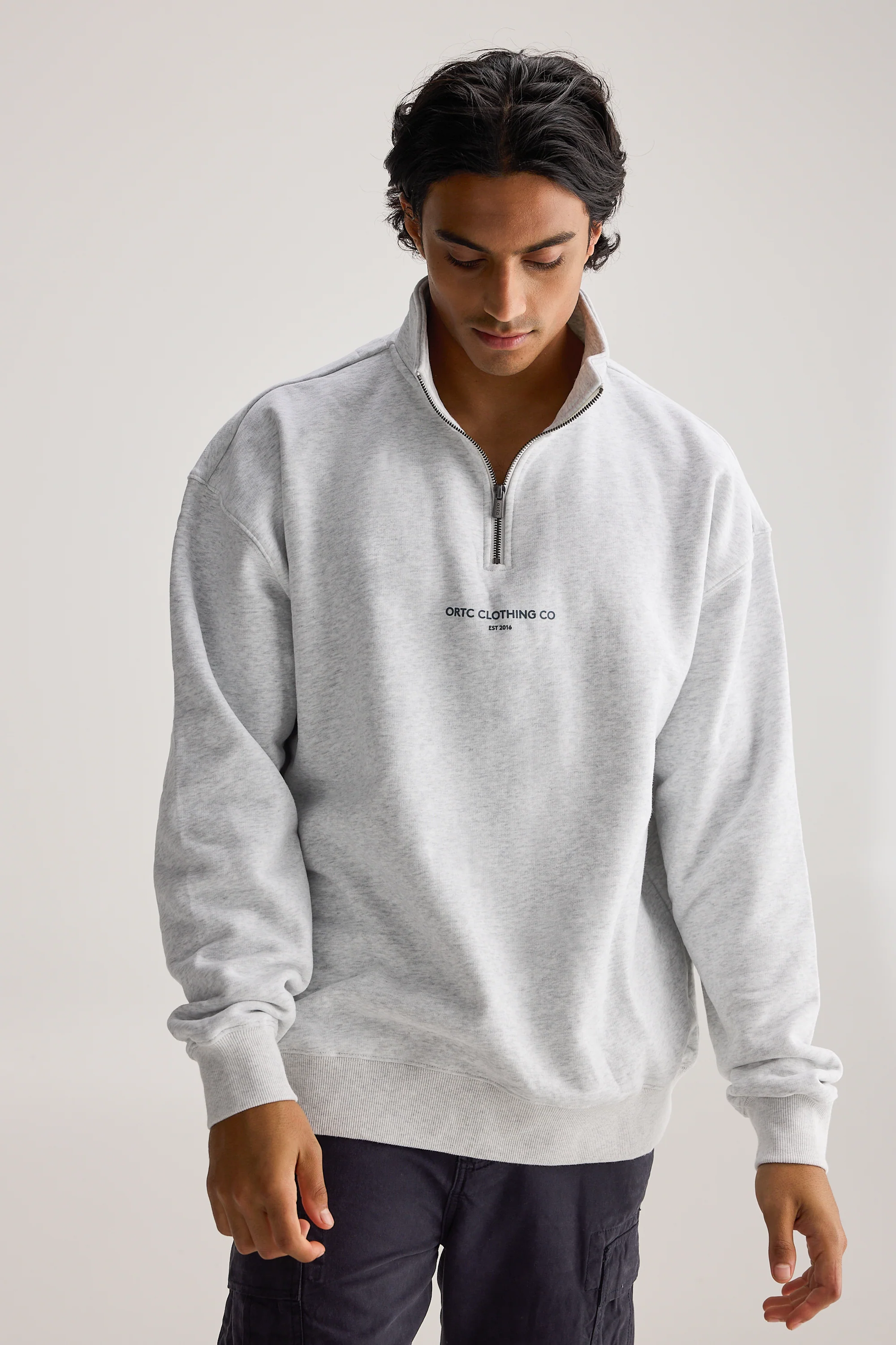 Logo Quarter Zip White Marle - Image 2
