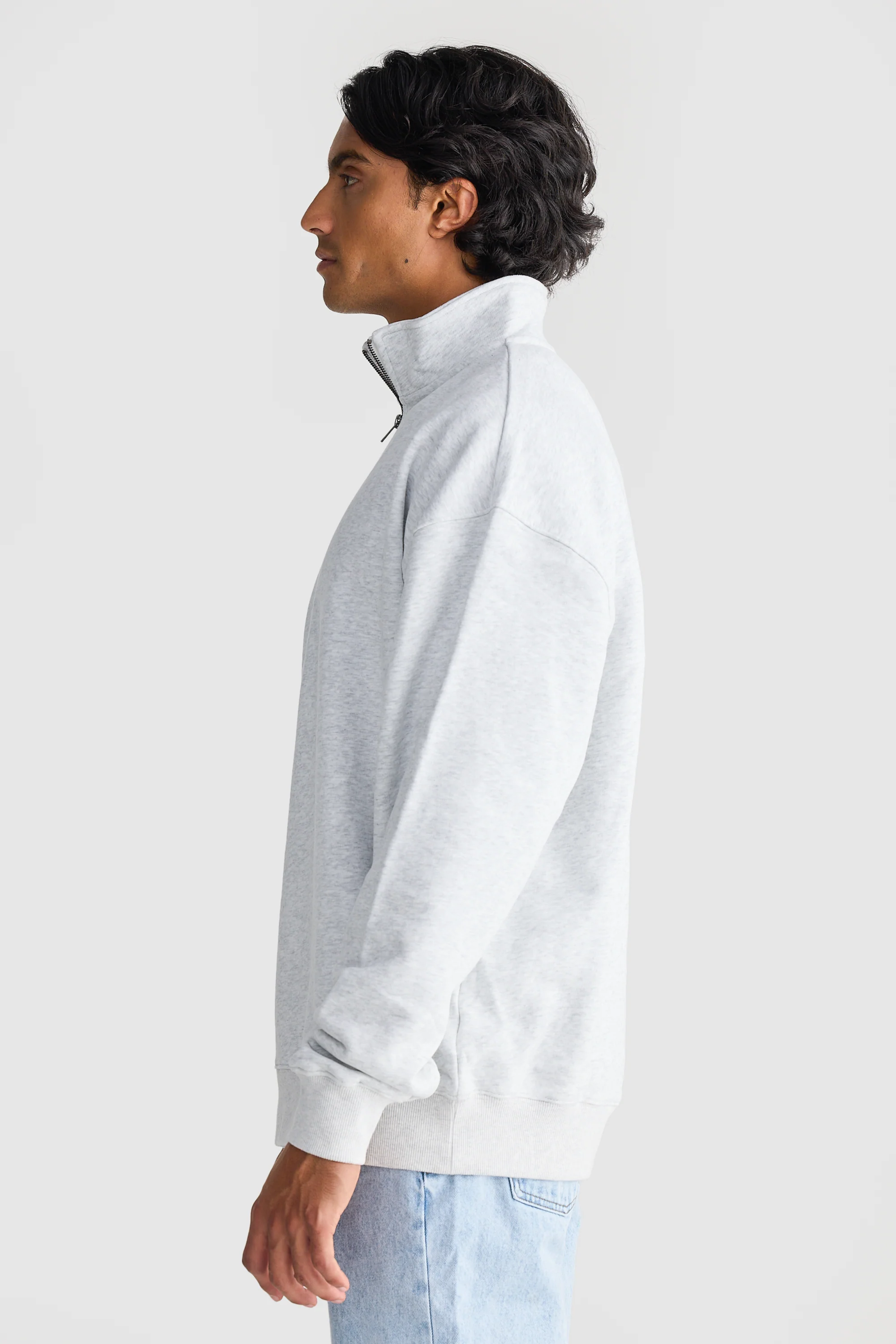 Logo Quarter Zip White Marle - Image 3