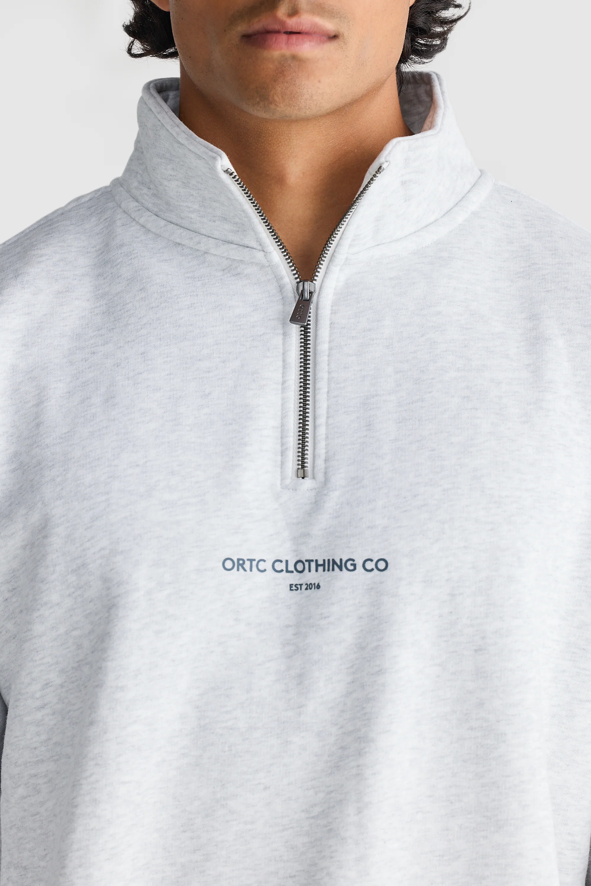 Logo Quarter Zip White Marle - Image 4