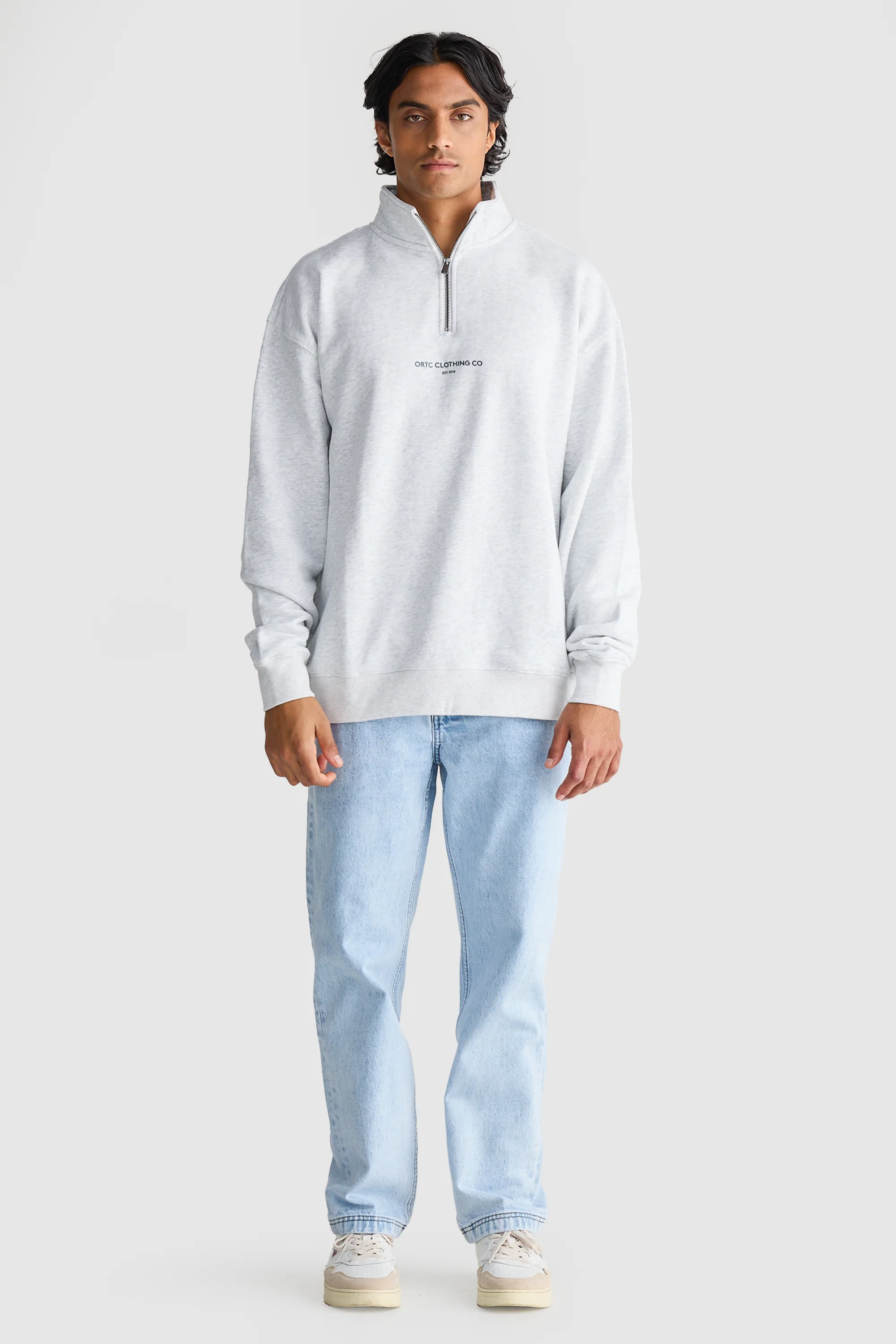 Logo Quarter Zip White Marle - Image 6