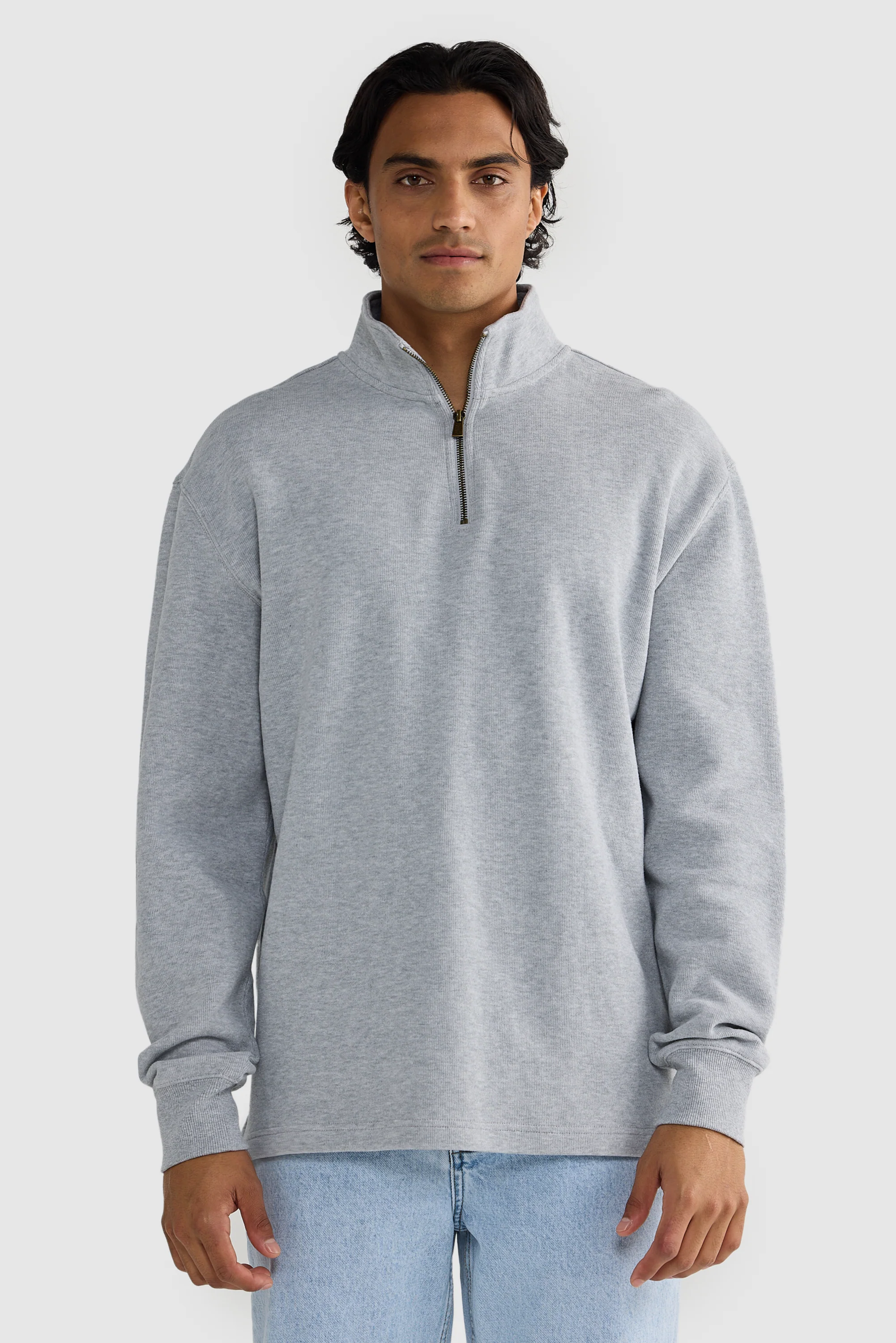 Kellock Ribbed Quarter Zip Grey Marle
