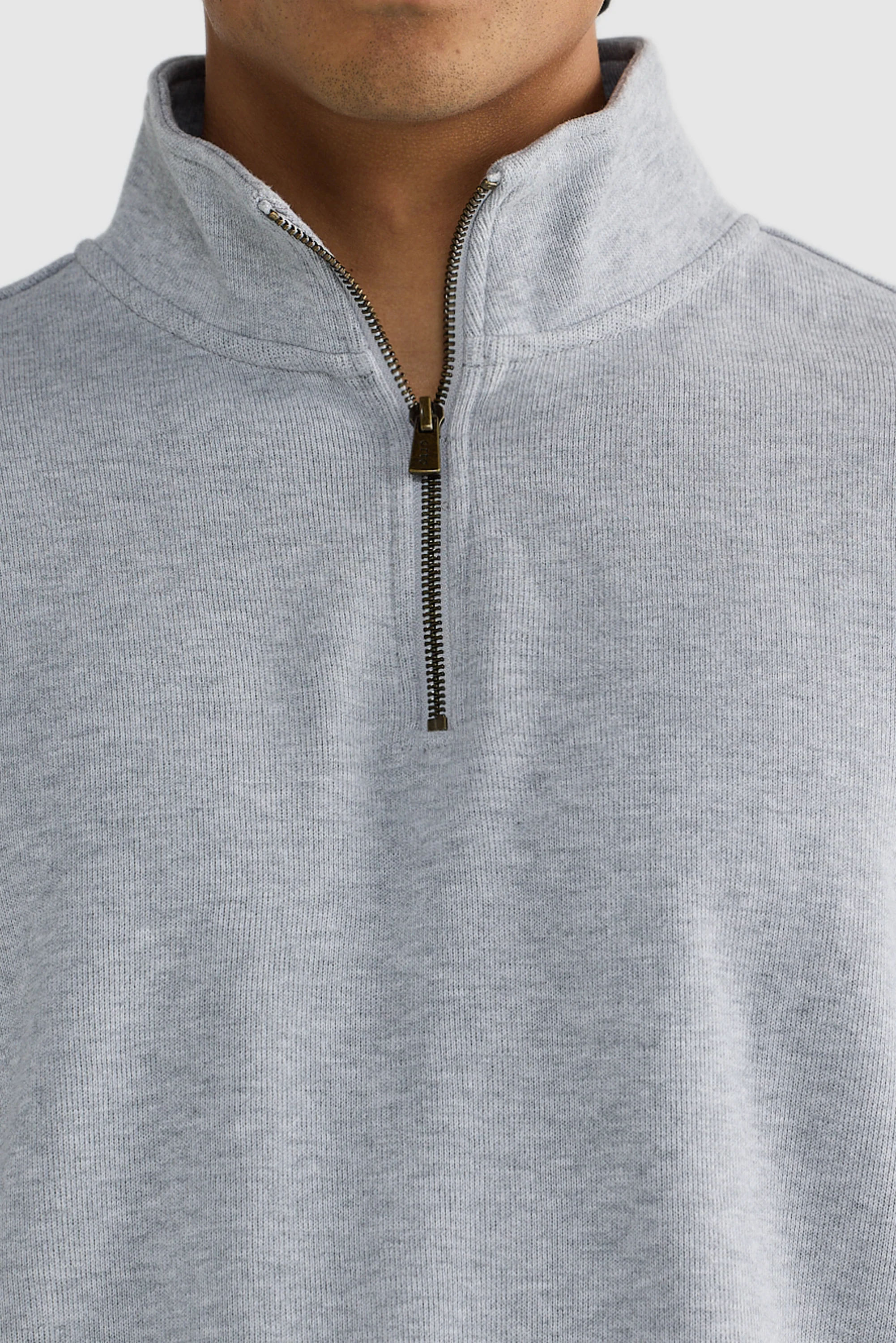Kellock Ribbed Quarter Zip Grey Marle - Image 2