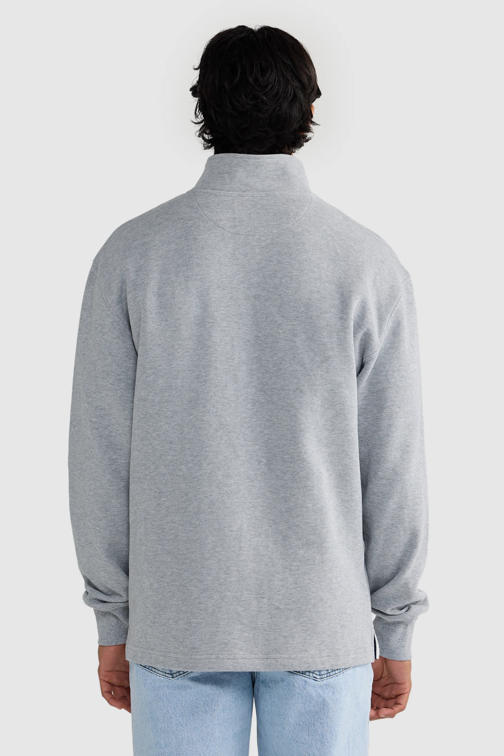 Kellock Ribbed Quarter Zip Grey Marle - Image 4