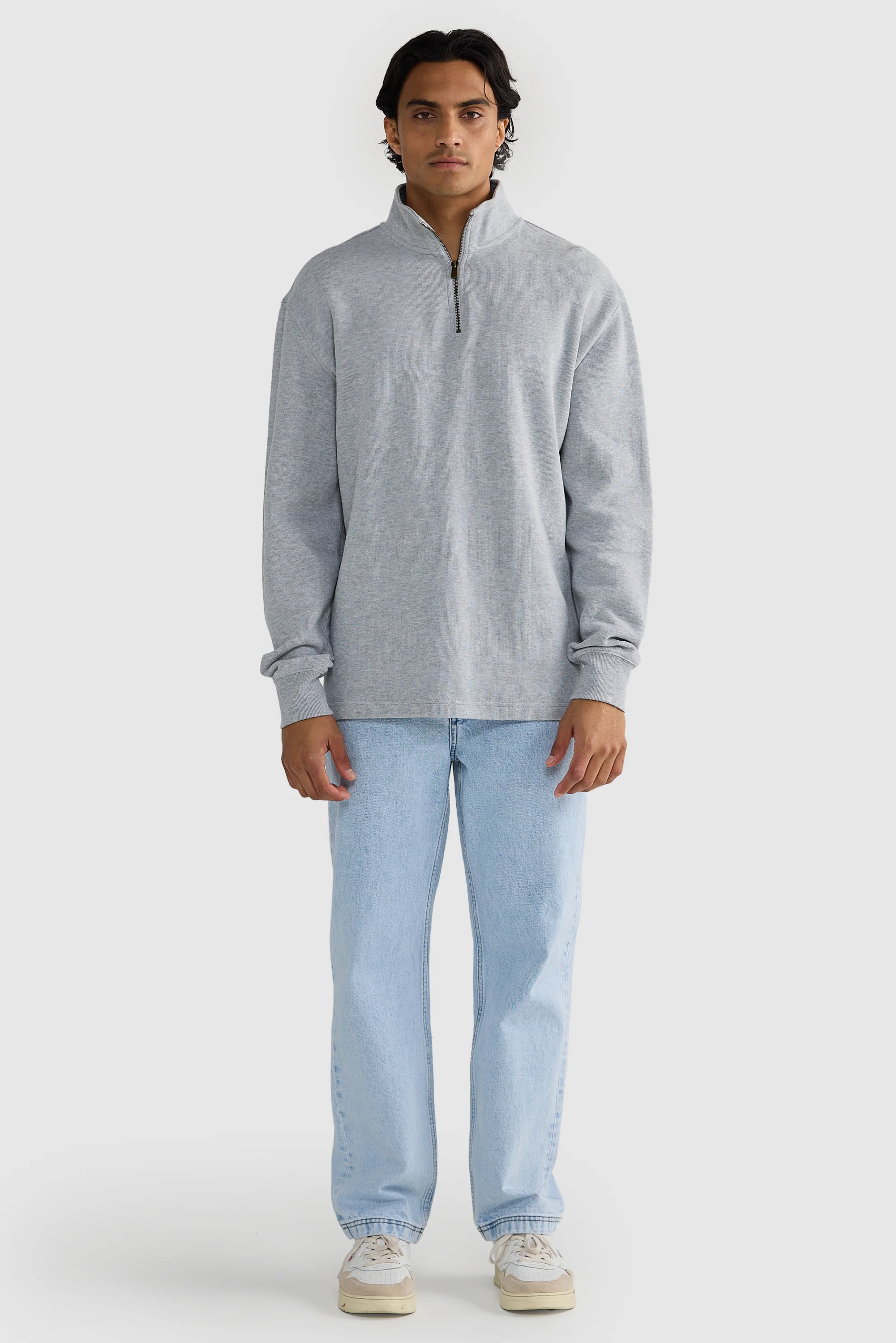 Kellock Ribbed Quarter Zip Grey Marle - Image 5