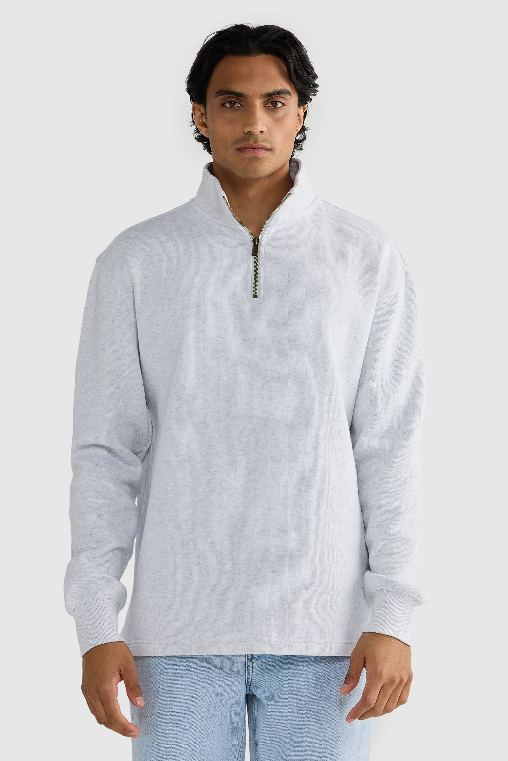 Kellock Ribbed Quarter Zip White Marle