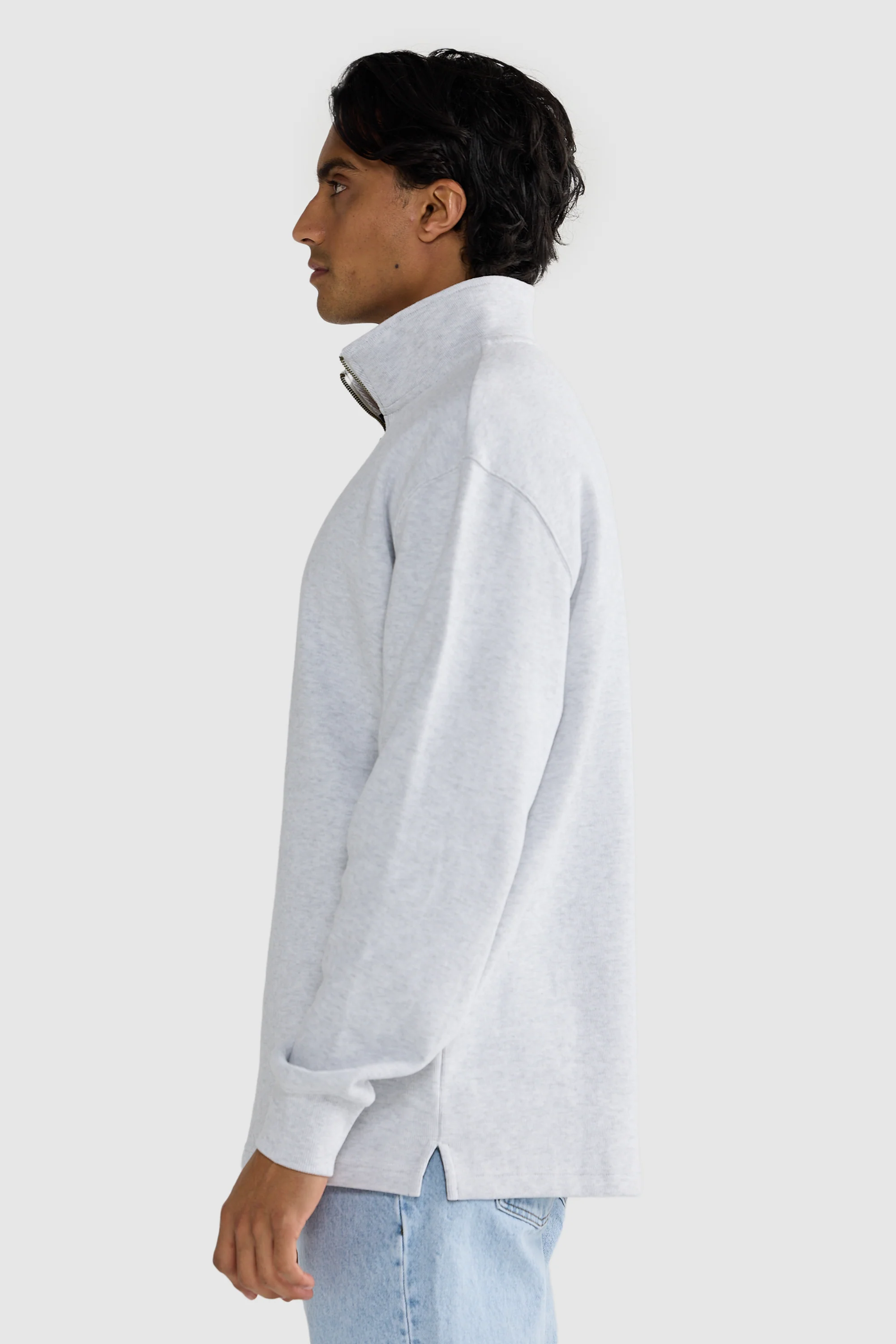 Kellock Ribbed Quarter Zip White Marle - Image 3