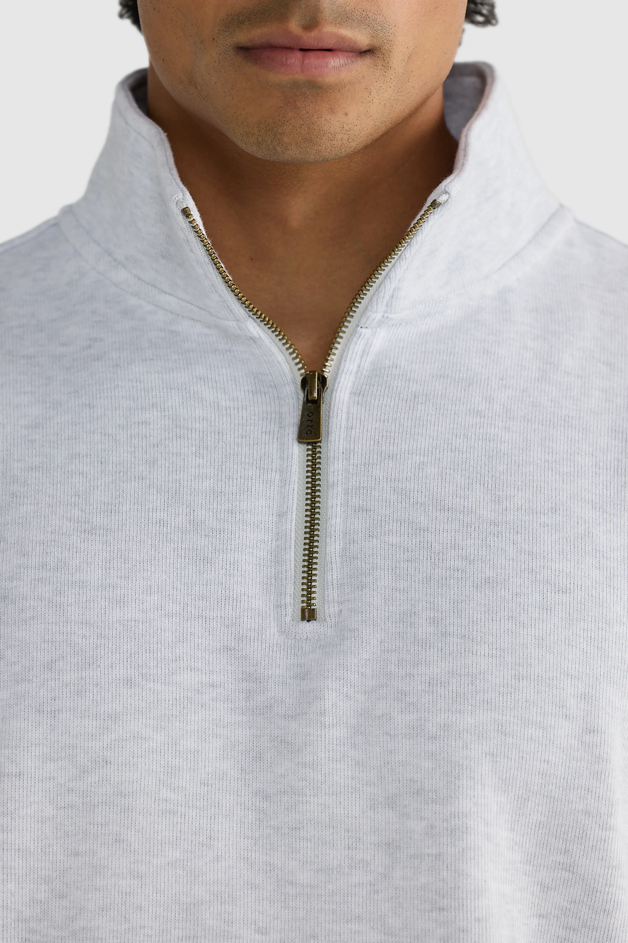 Kellock Ribbed Quarter Zip White Marle - Image 4