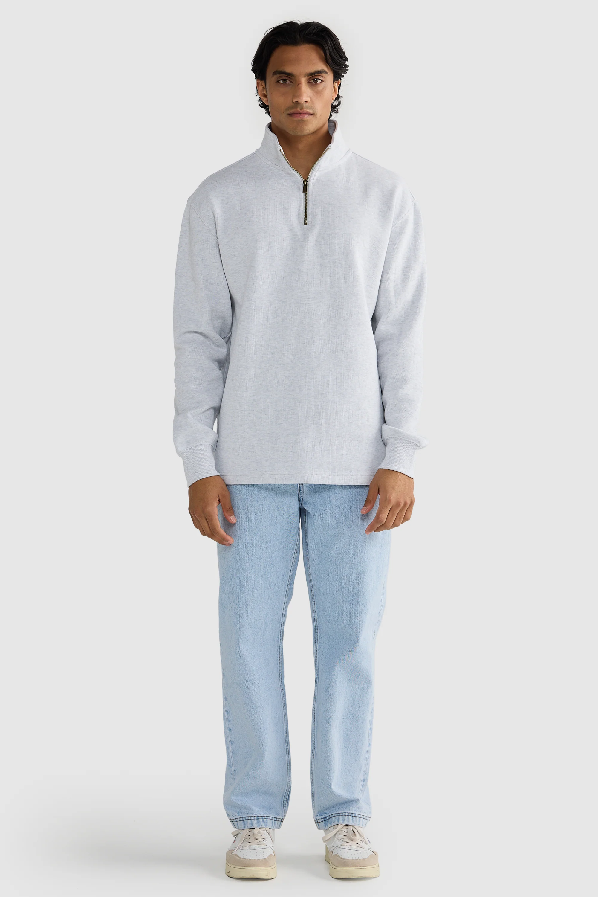 Kellock Ribbed Quarter Zip White Marle - Image 7