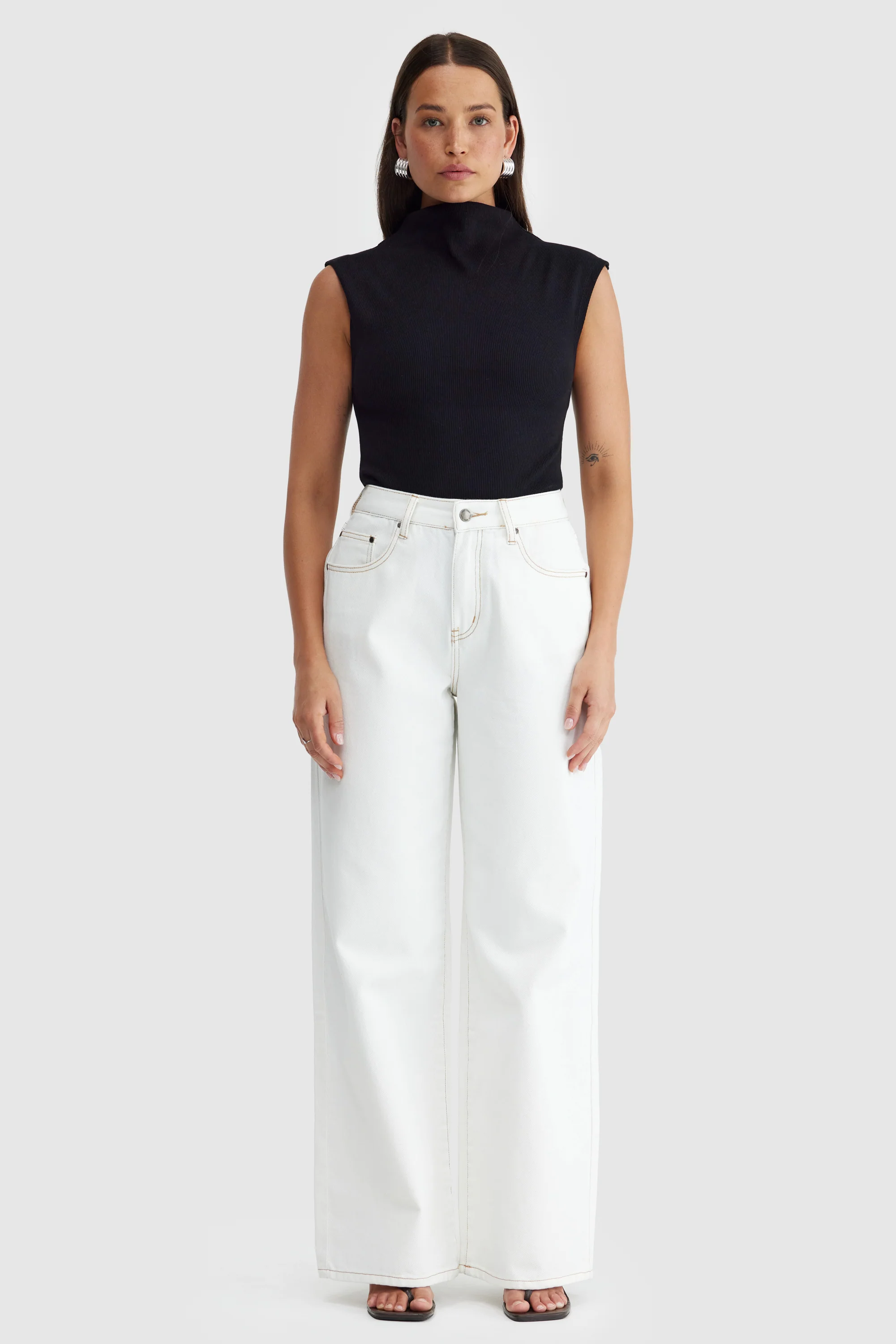 Liv High Neck Rib Top Black - Image 6