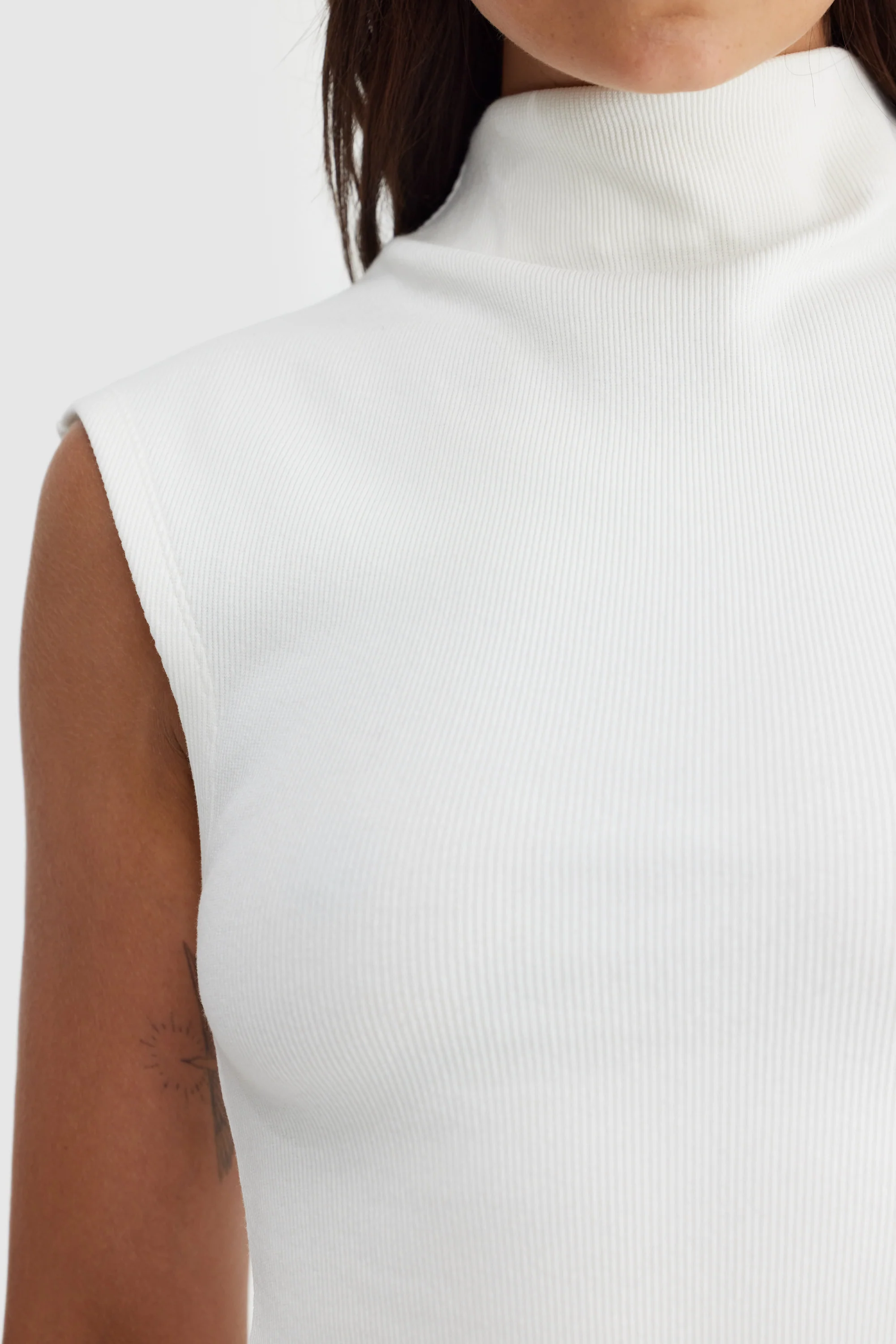 Liv High Neck Rib Top White - Image 5