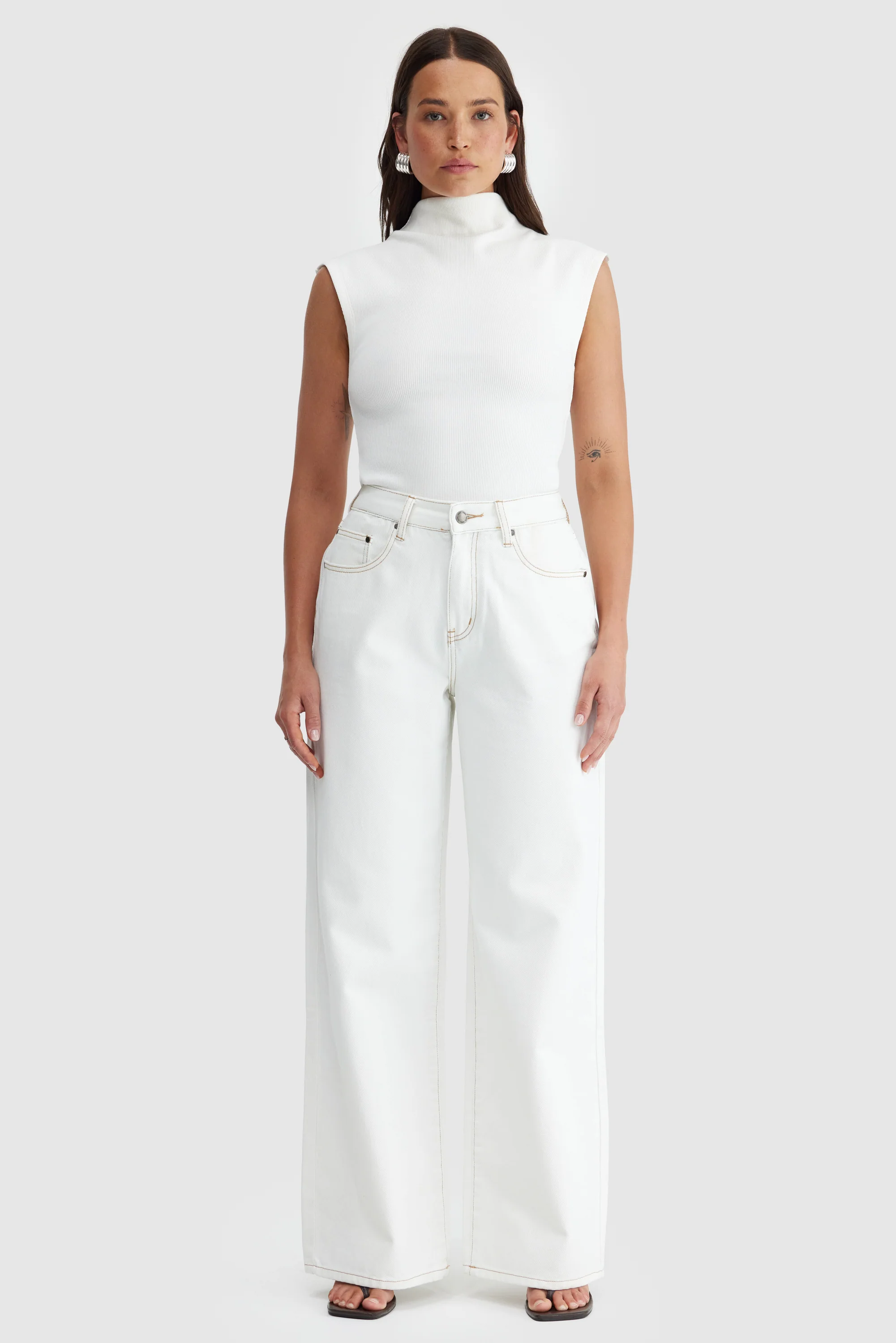 Liv High Neck Rib Top White - Image 6