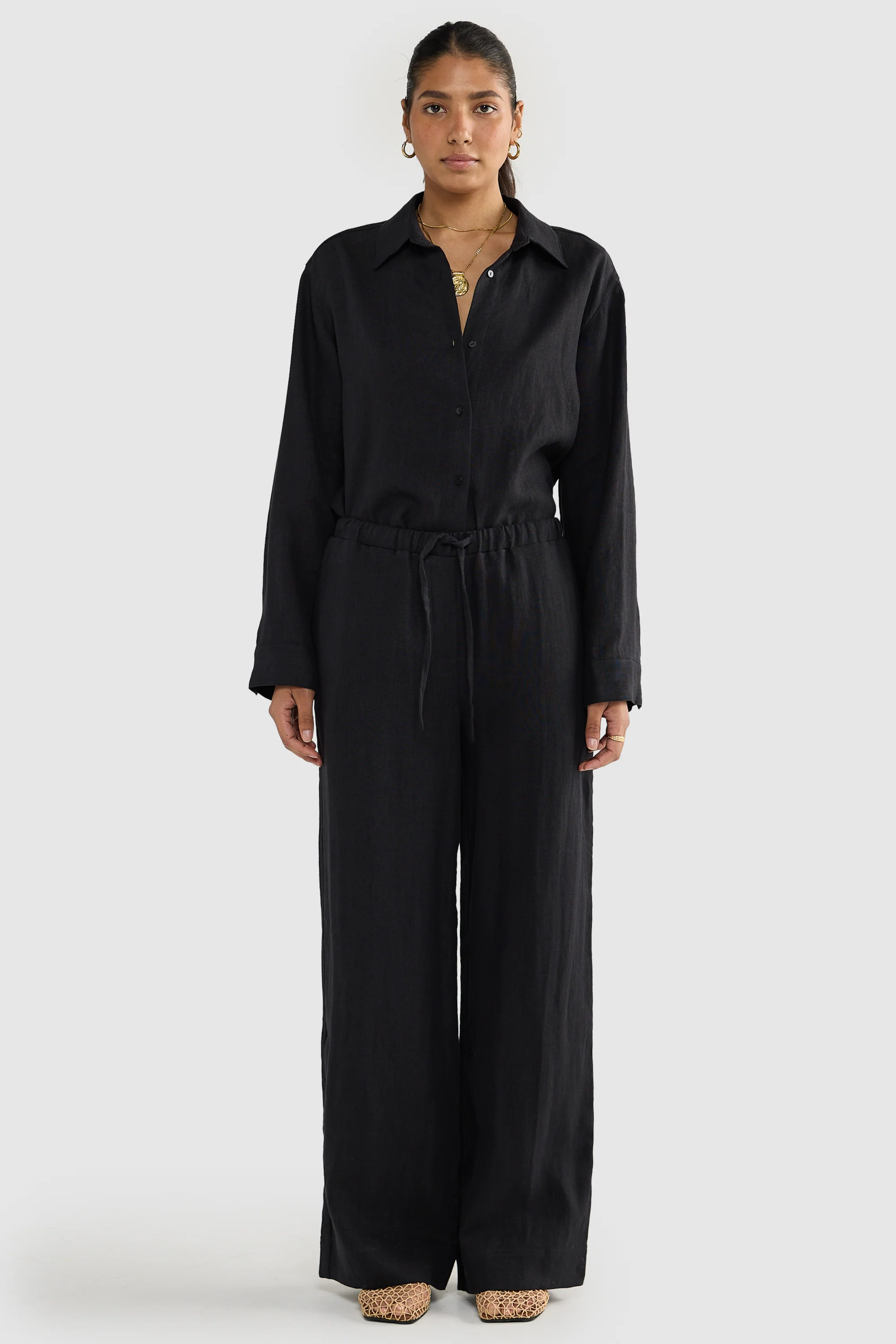 Luna Linen Pants Black