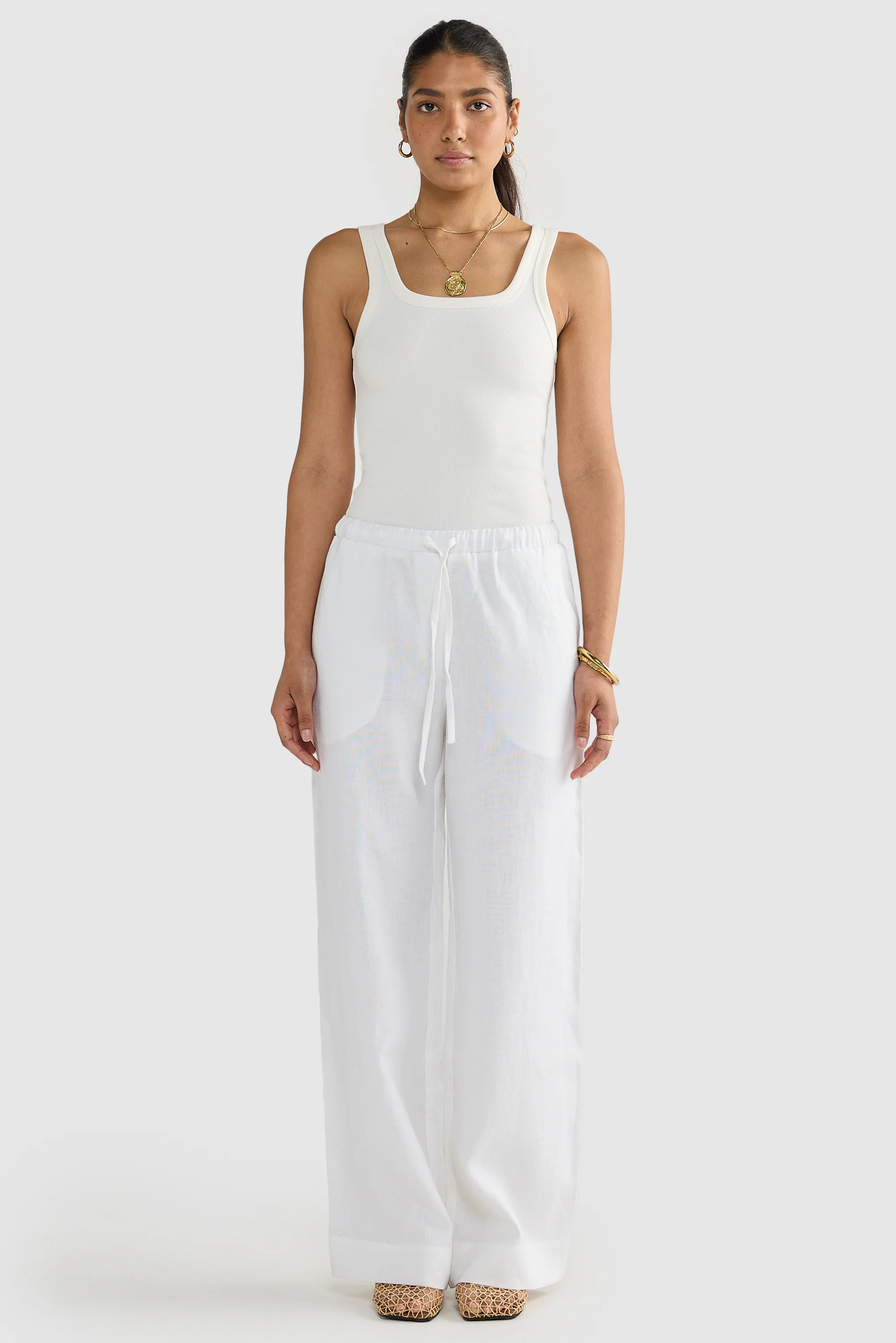 Luna Linen Pants White