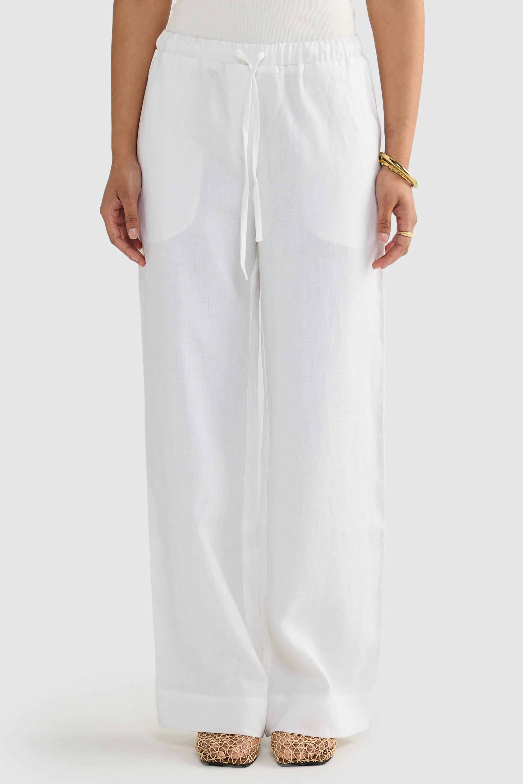 Luna Linen Pants White - Image 2