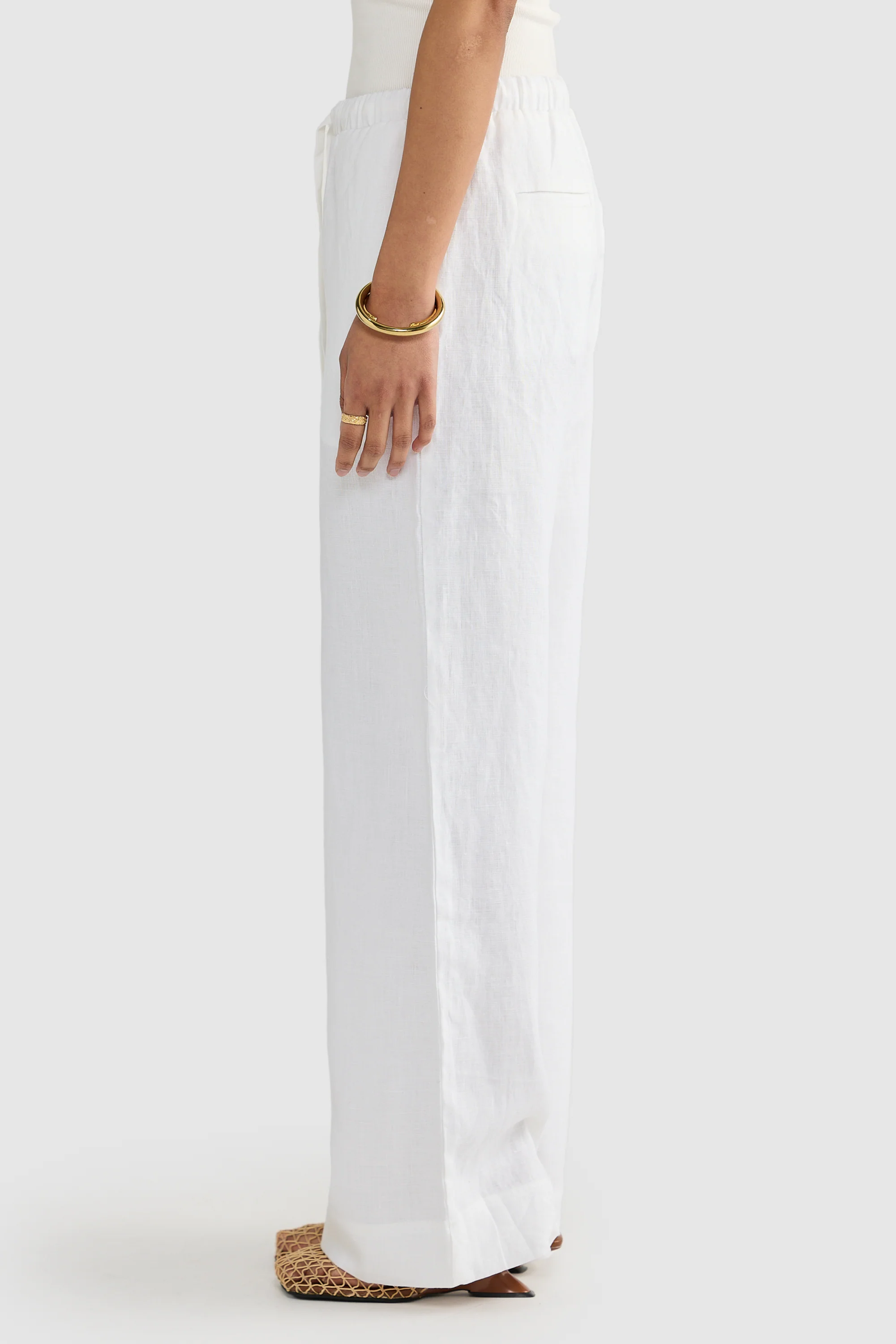 Luna Linen Pants White - Image 3