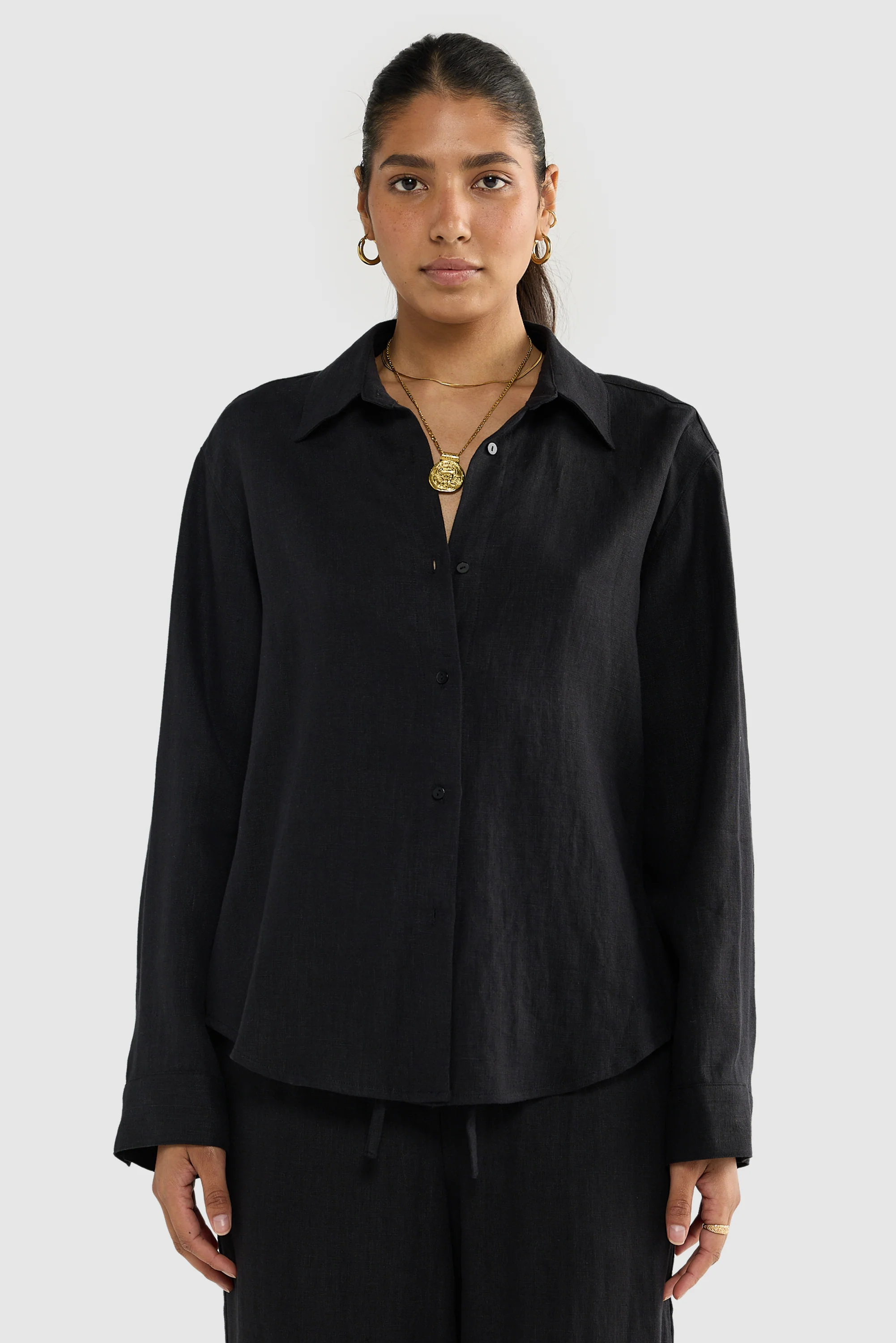 Luna Linen Shirt Black
