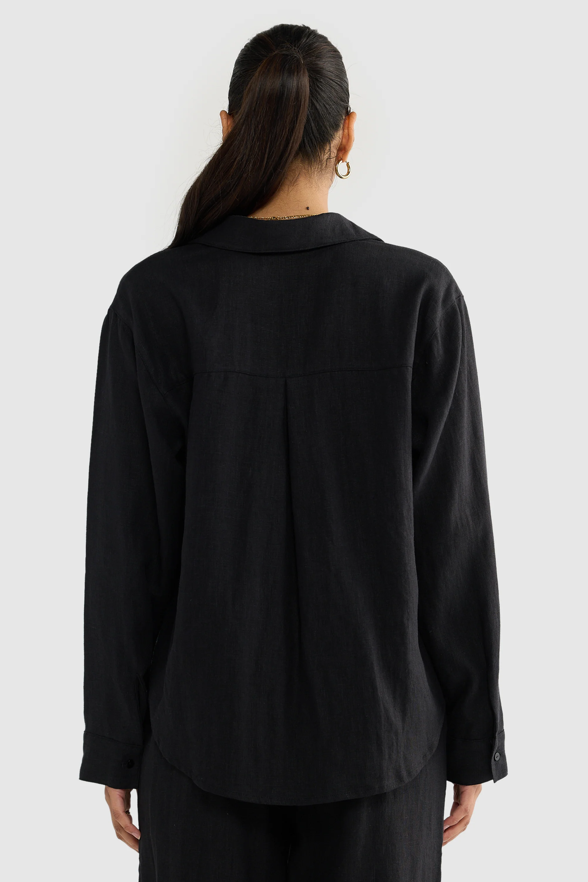 Luna Linen Shirt Black - Image 4
