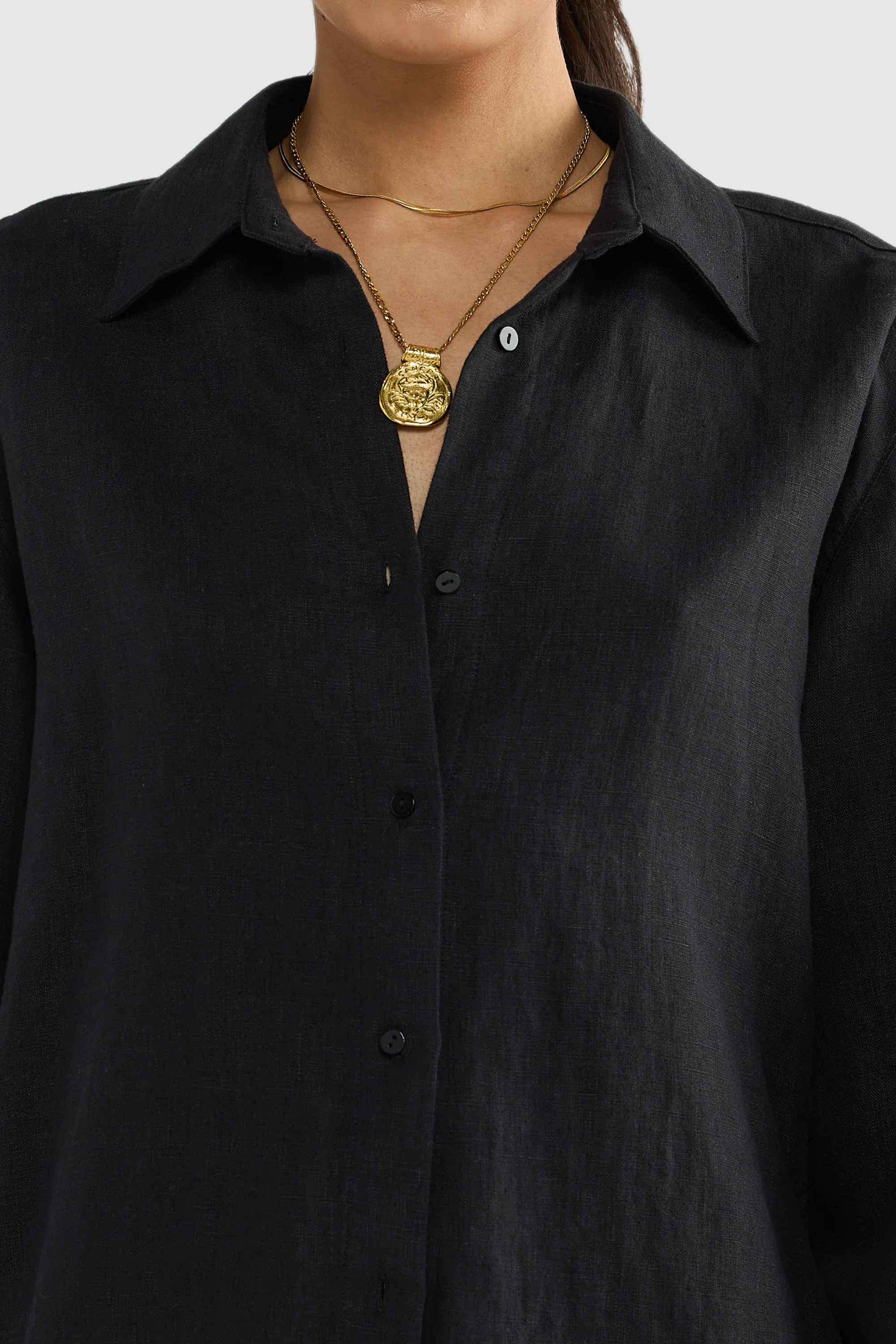 Luna Linen Shirt Black - Image 5