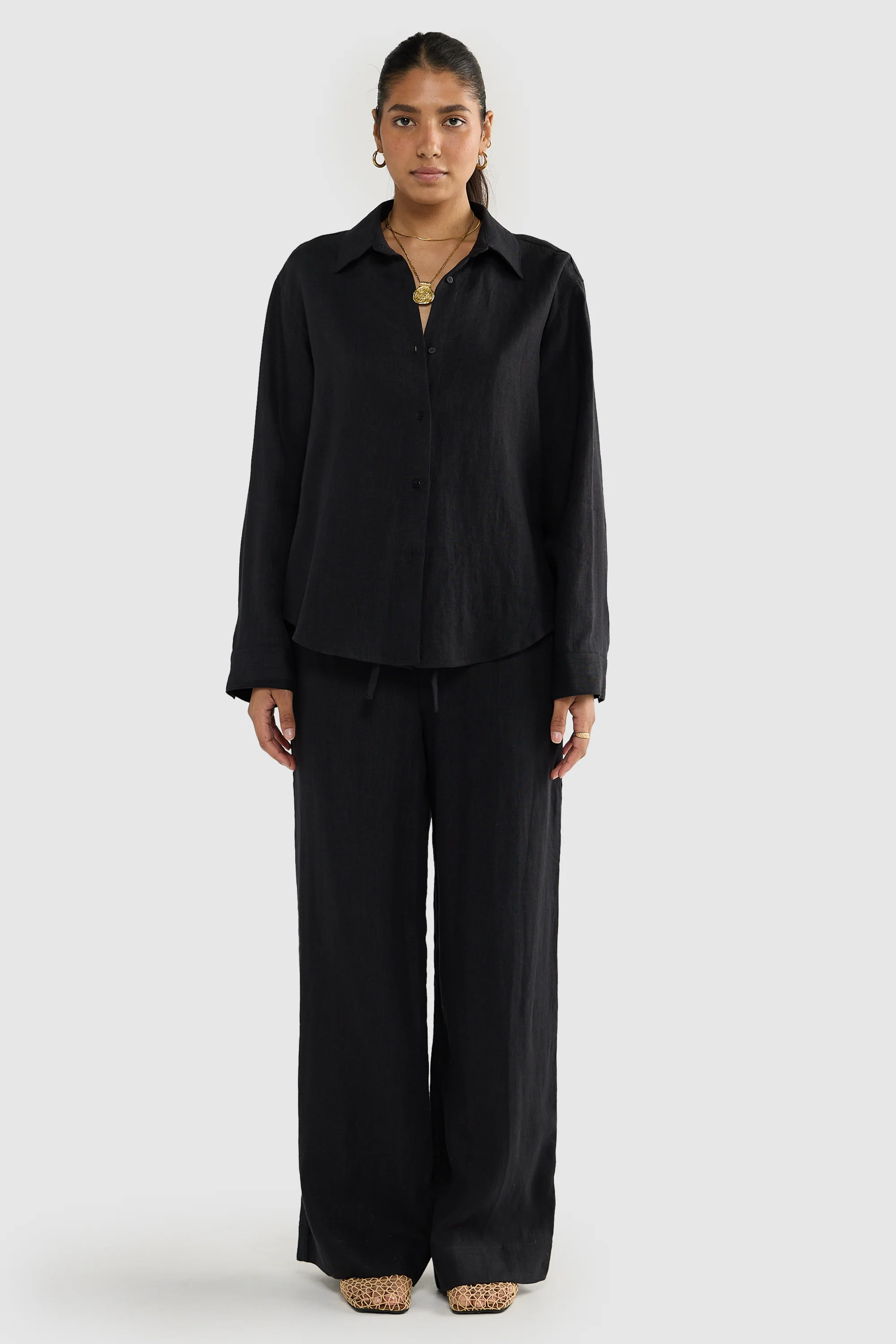 Luna Linen Shirt Black - Image 6