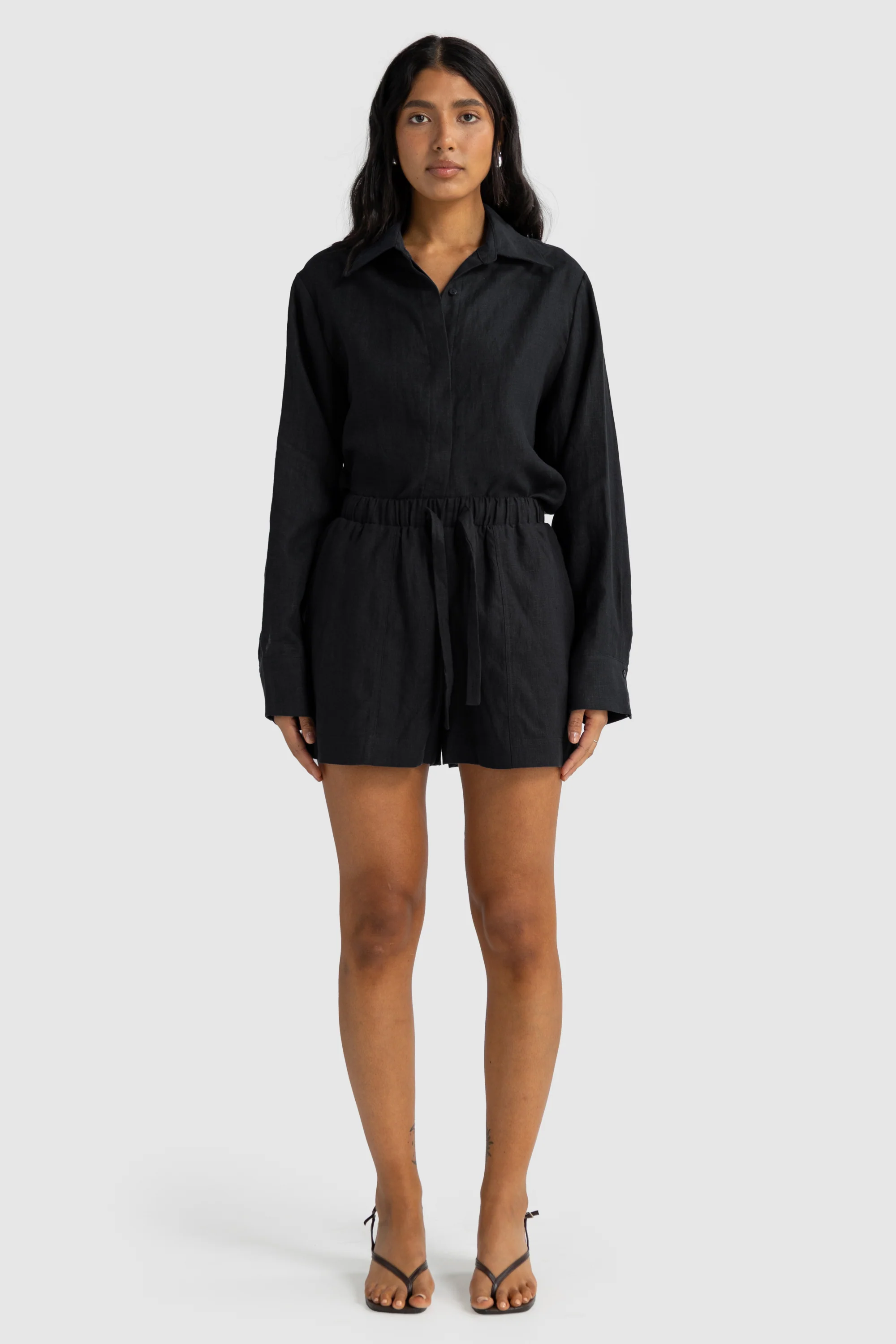 Luna Linen Shirt Black - Image 7
