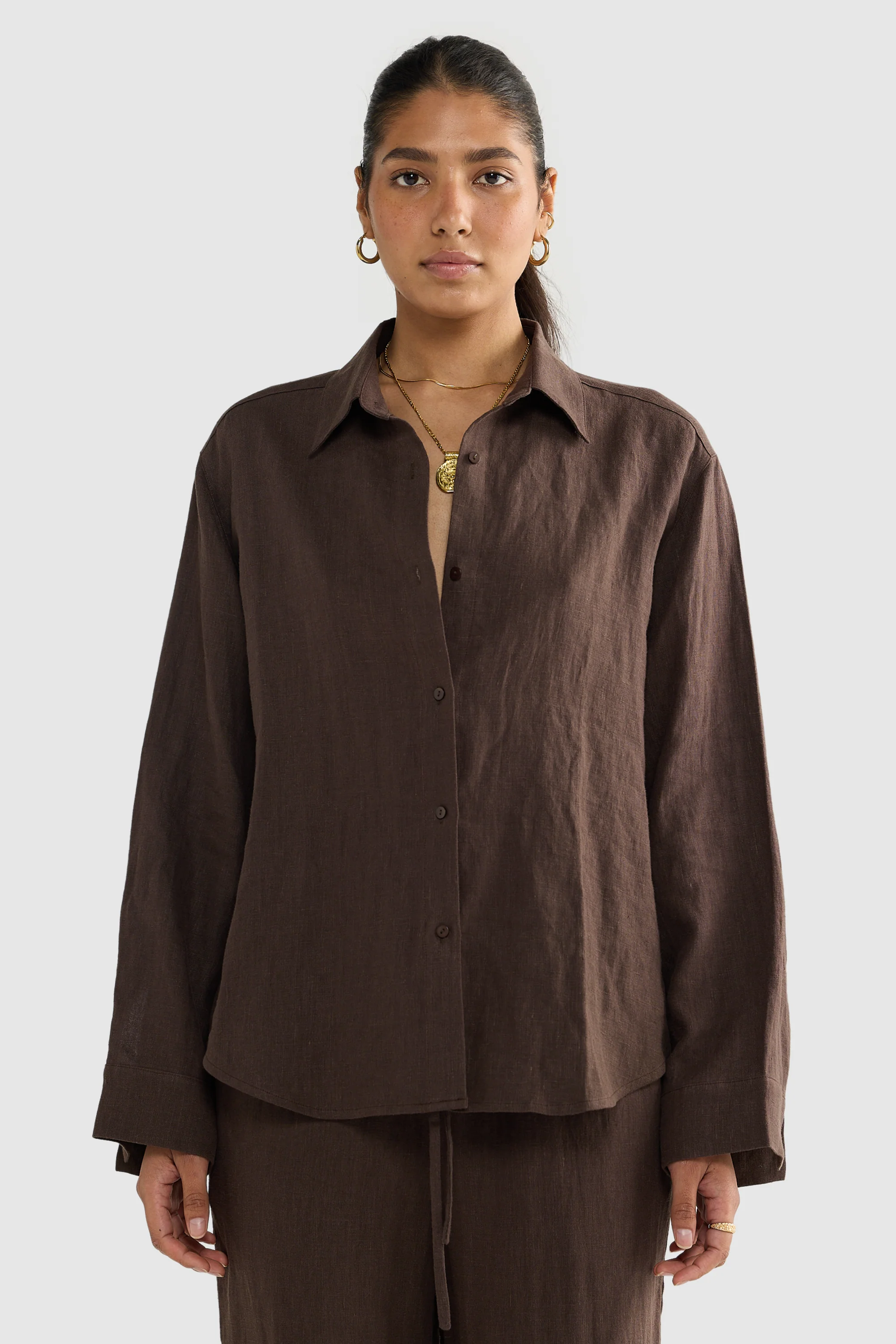 Luna Linen Shirt Carob