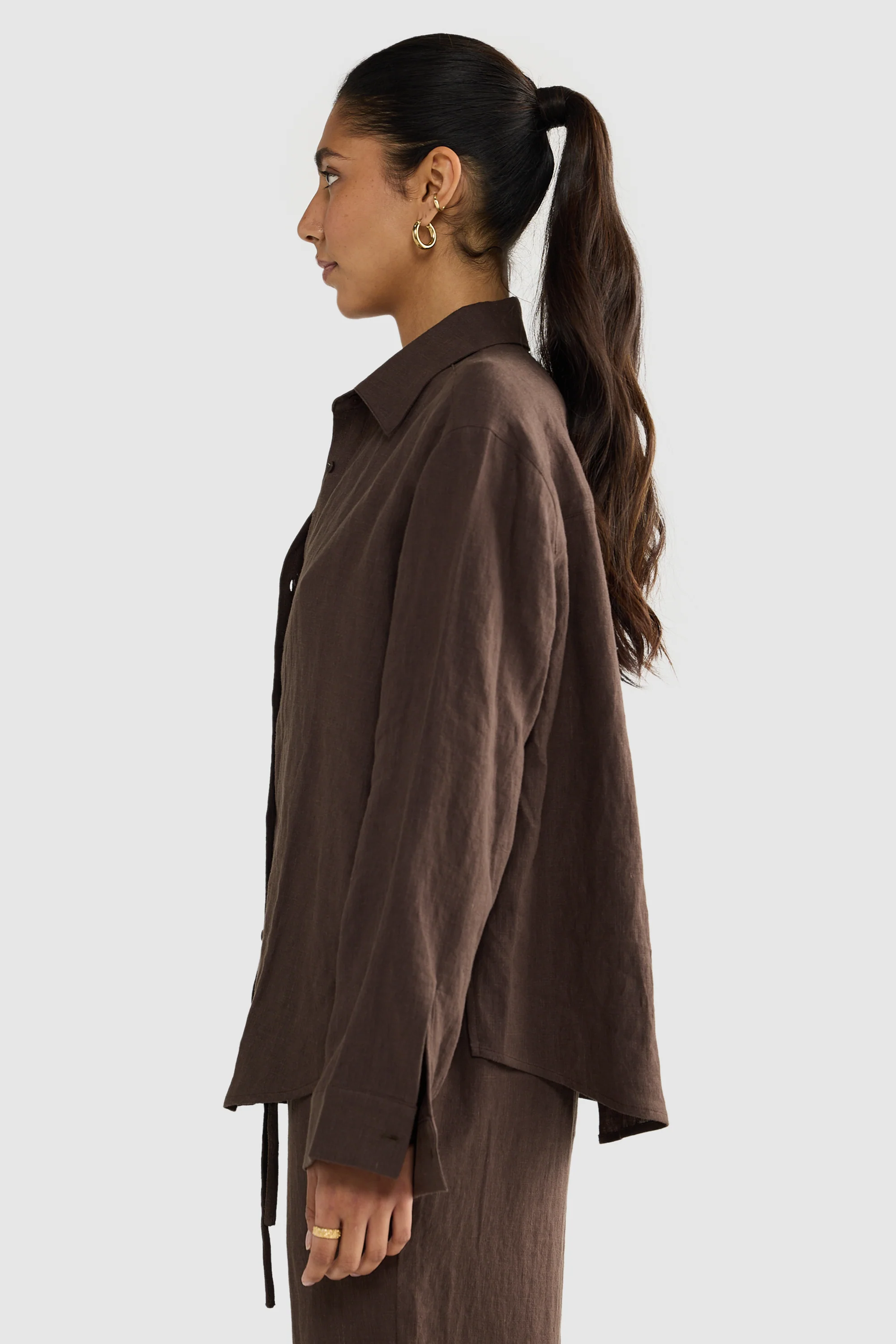 Luna Linen Shirt Carob - Image 3