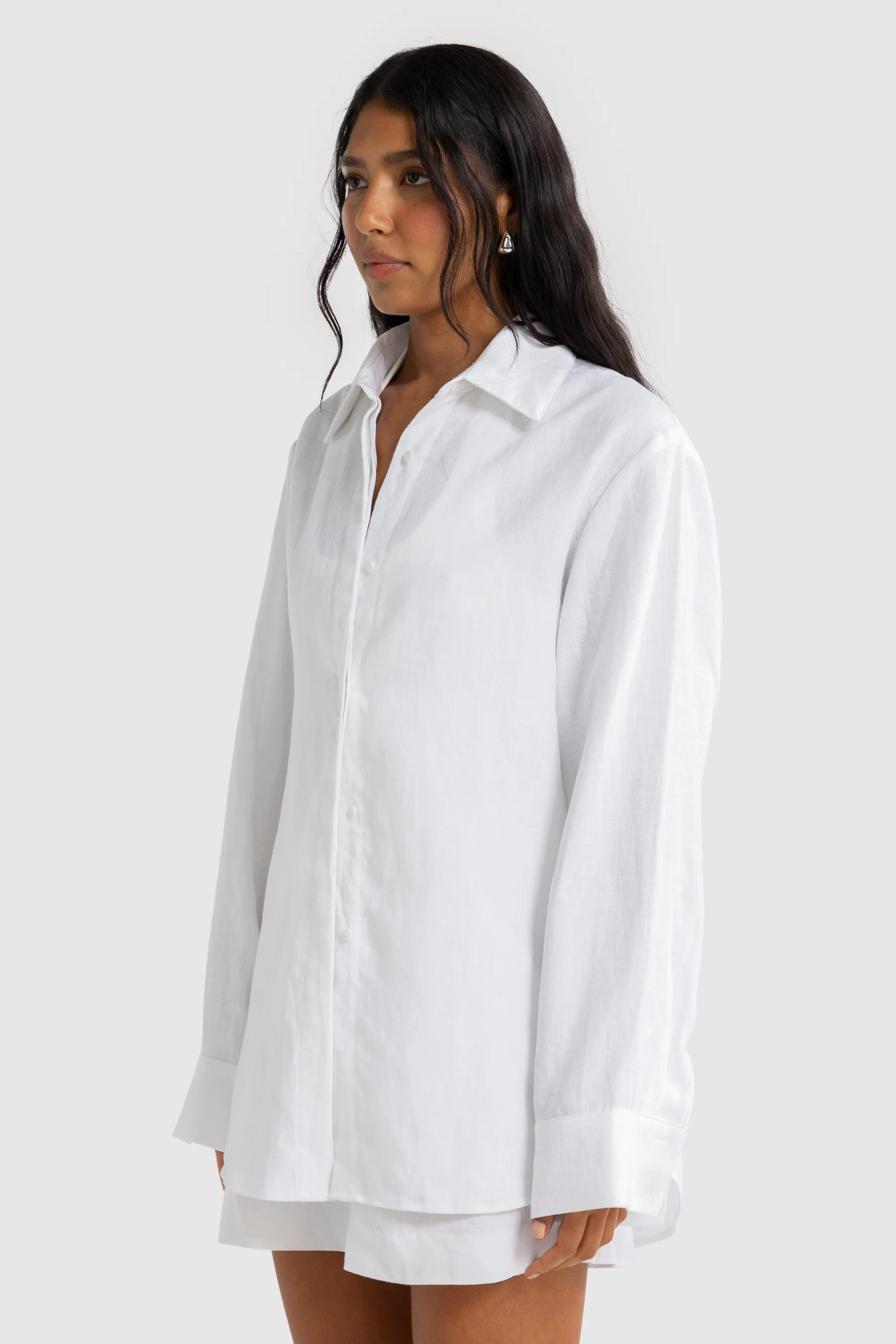 Luna Linen Shirt White - Image 3