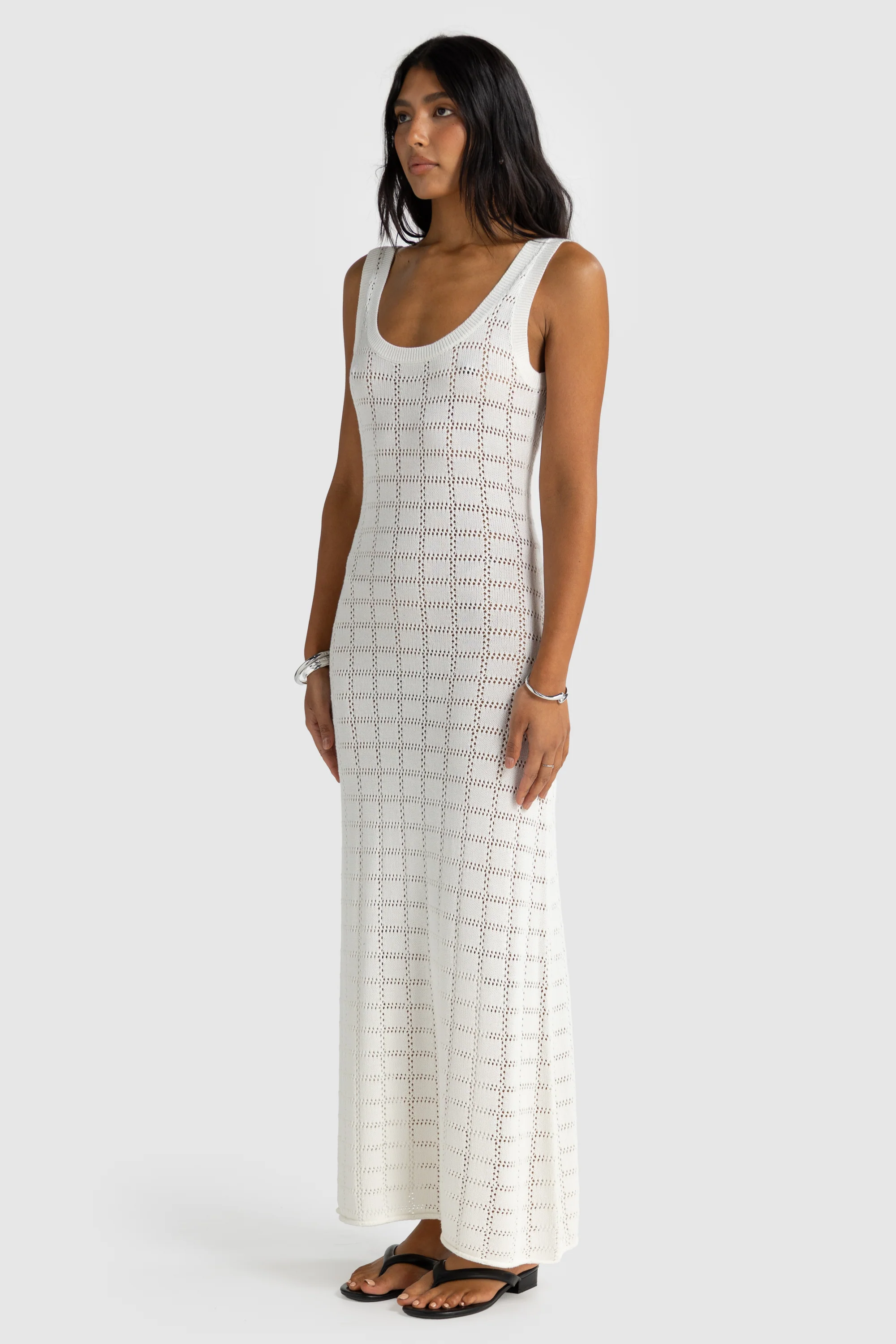 Melia Geo Knit Dress Chalk - Image 5
