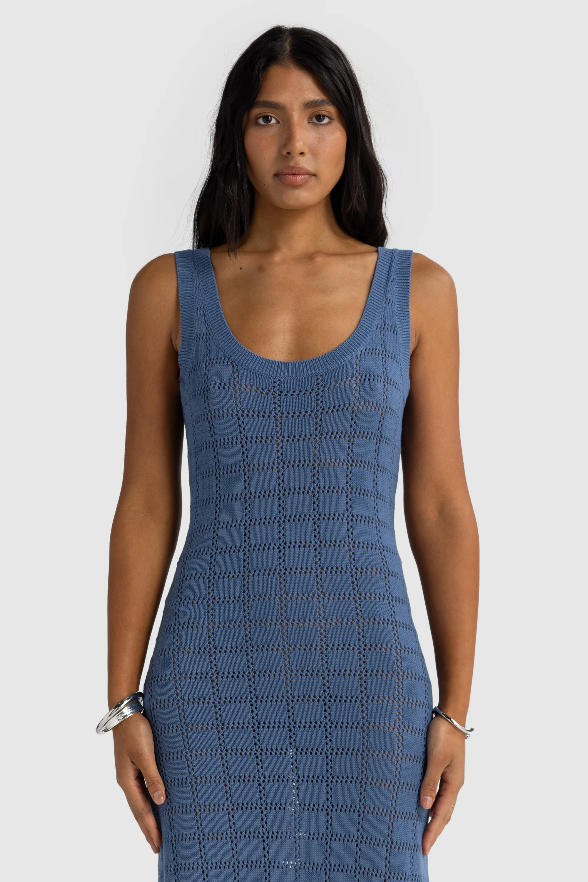 Melia Geo Knit Dress Harbour Blue - Image 2