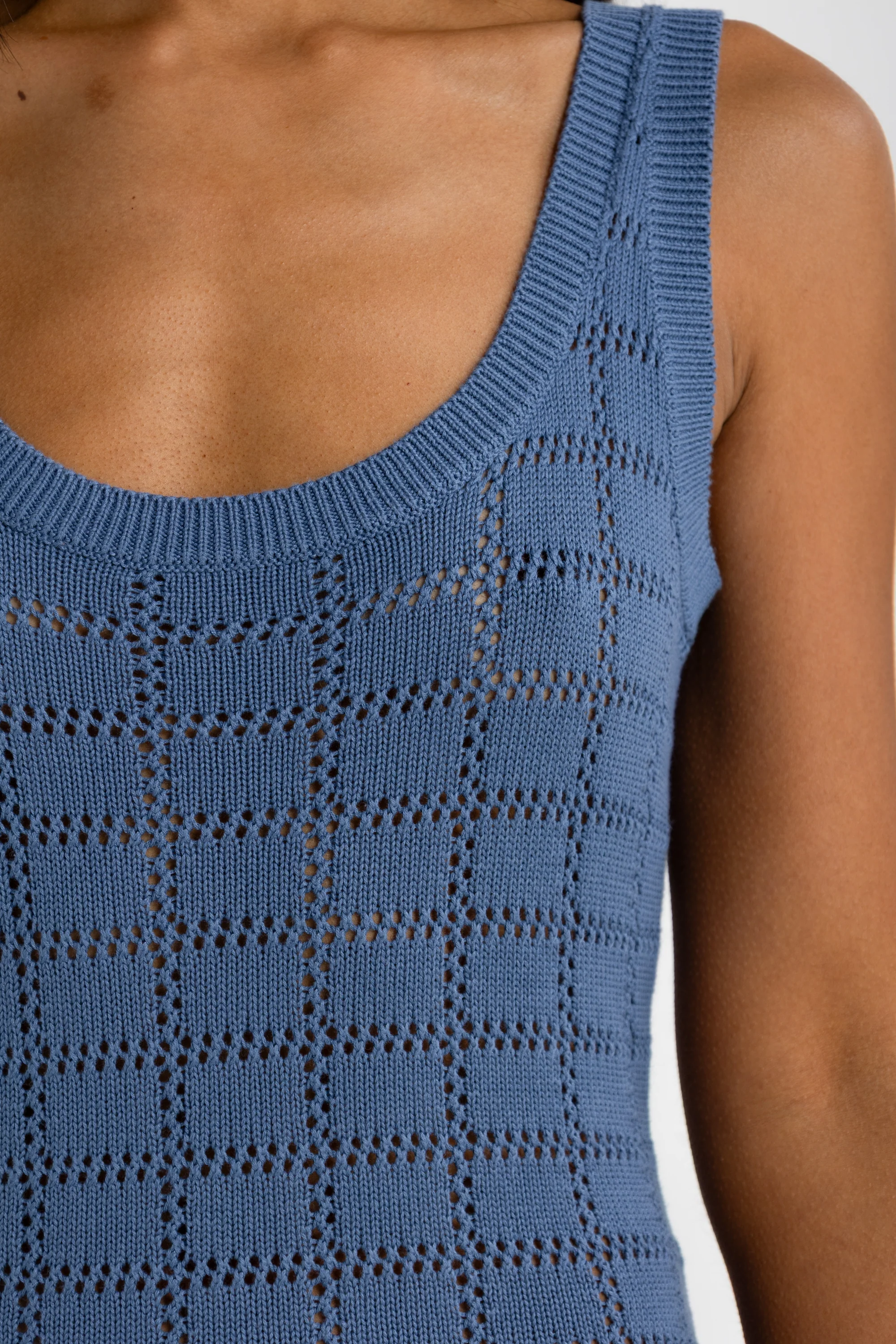 Melia Geo Knit Dress Harbour Blue - Image 3