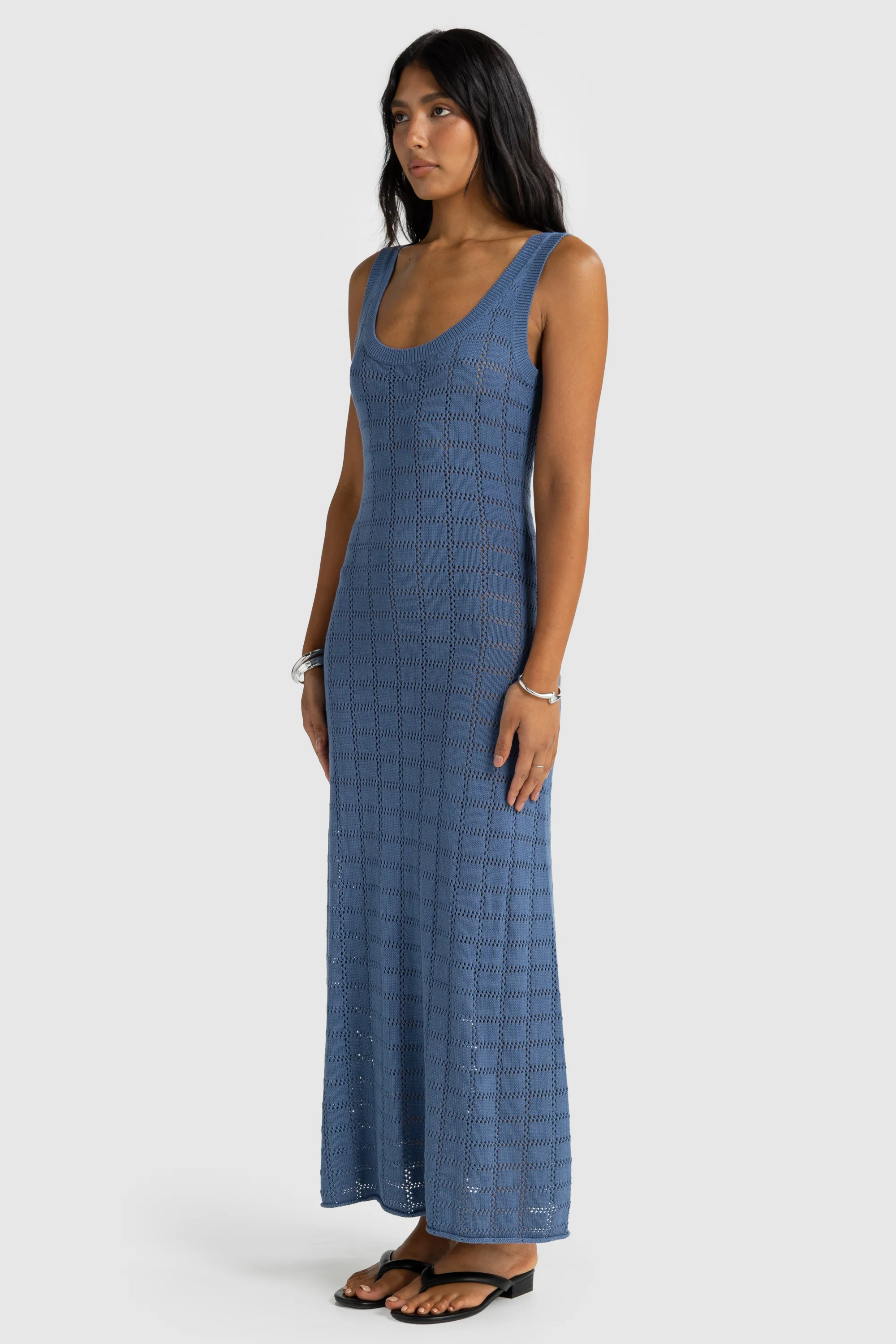 Melia Geo Knit Dress Harbour Blue - Image 4