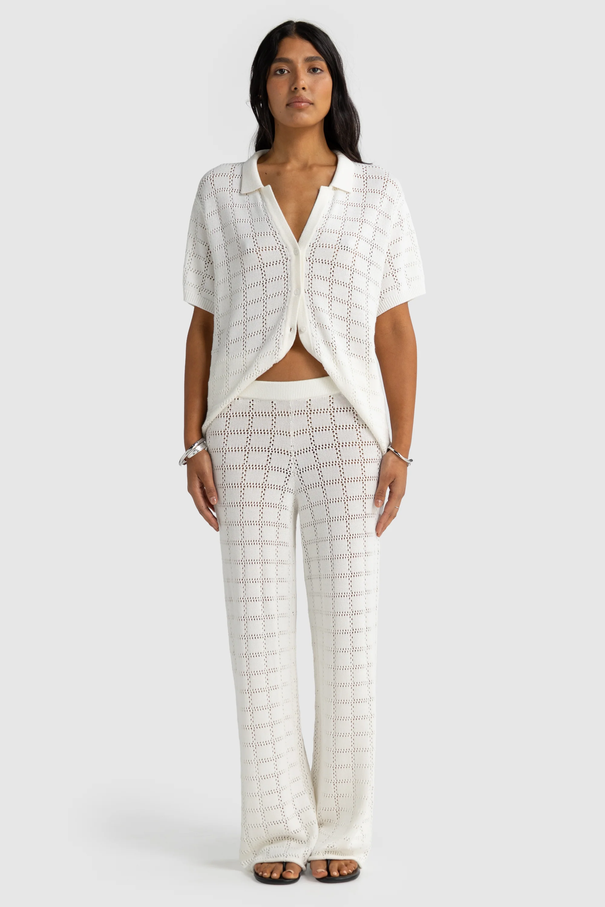 Melia Geo Knit Pants Chalk