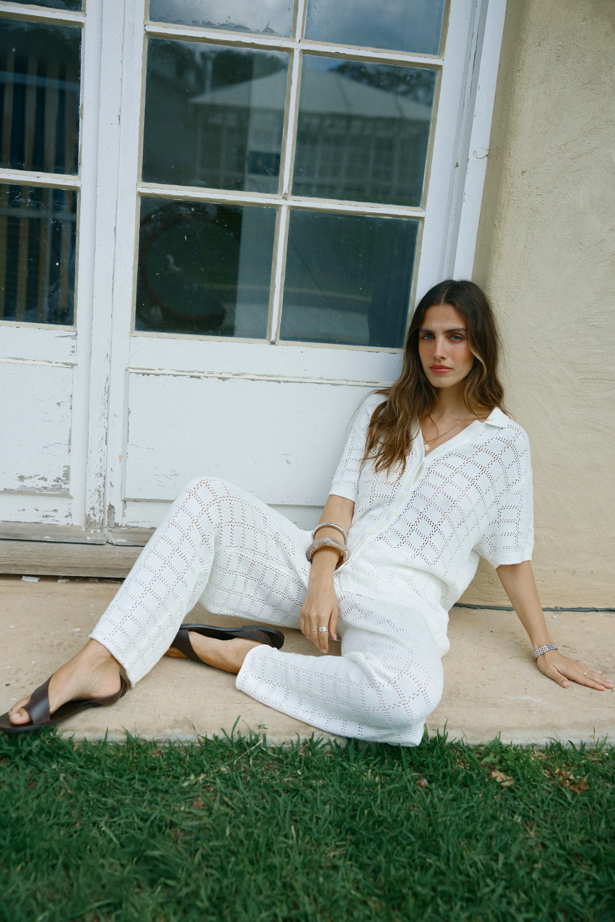 Melia Geo Knit Pants Chalk - Image 2
